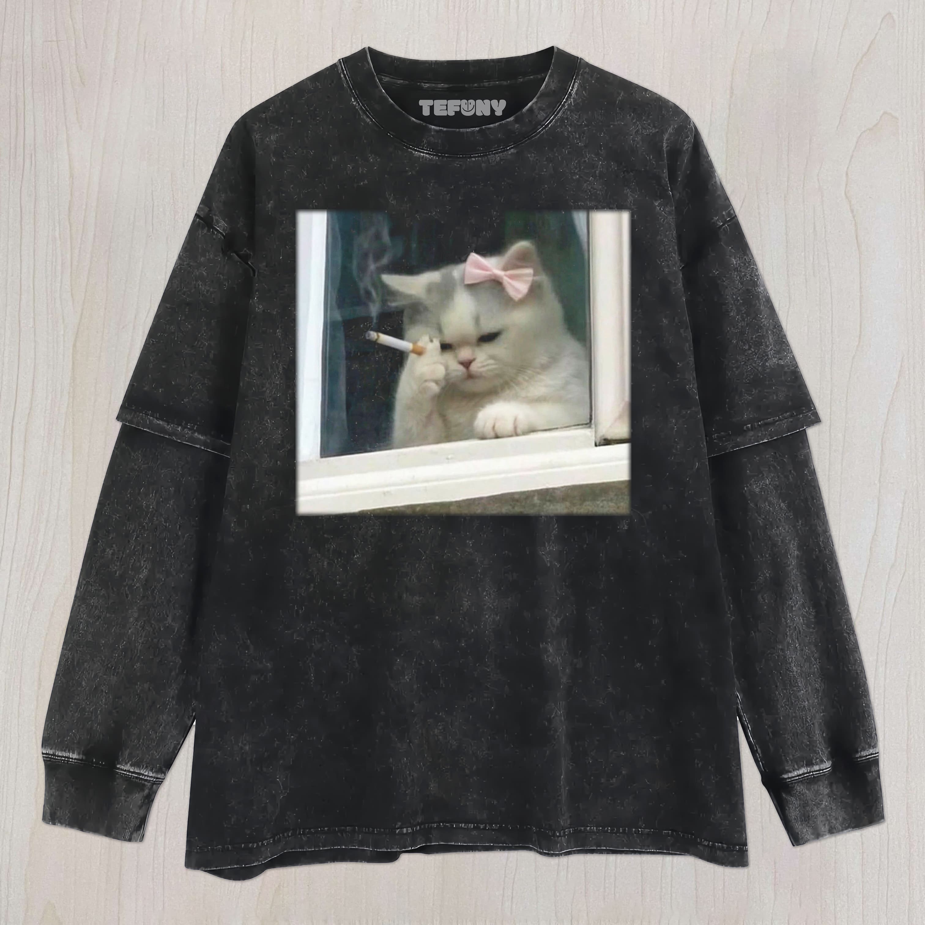 FUNNY EMO CAT UNISEX TEE, TANK TOP, LAYERED LS, SWEATSHIRT & HOODIE