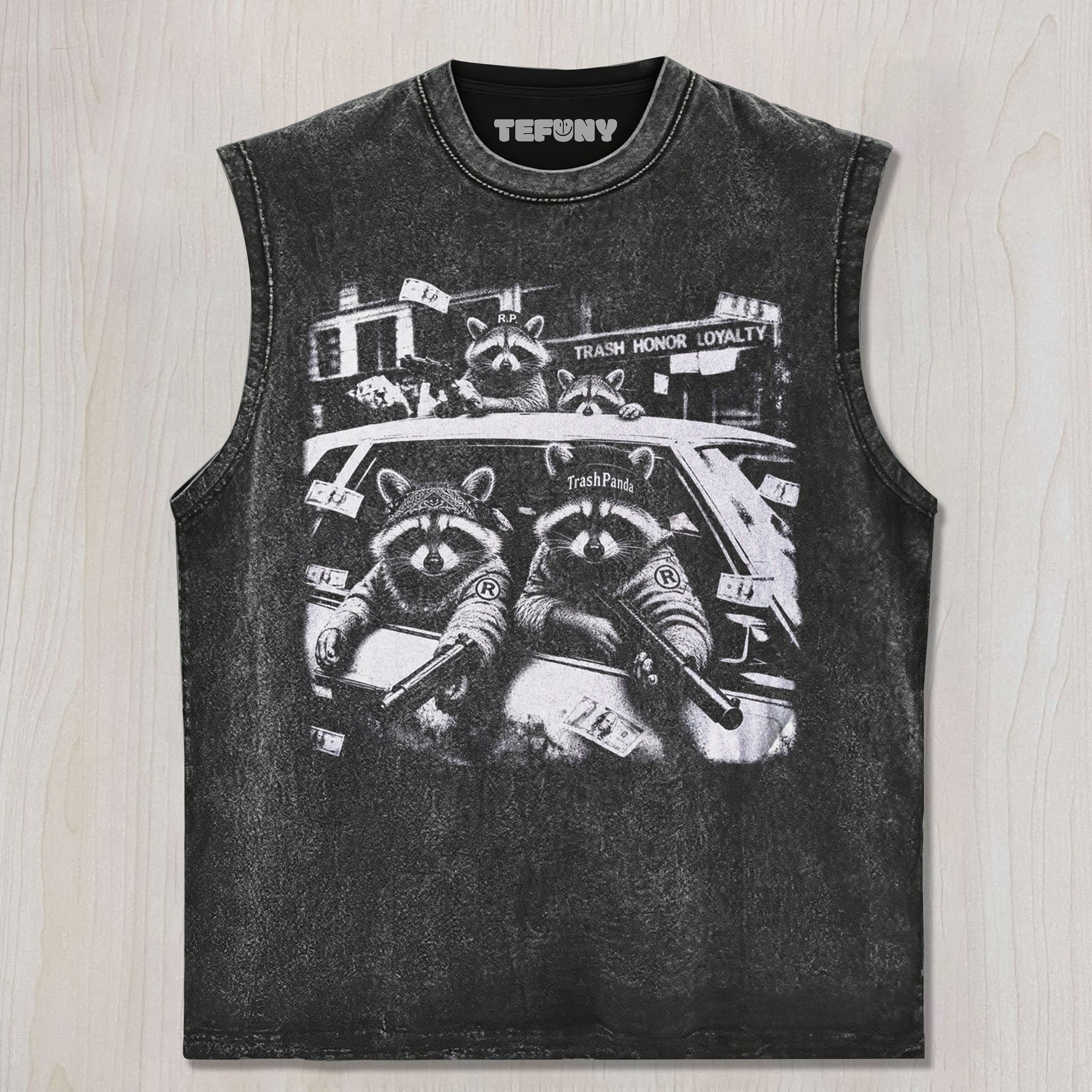 FUNNY GANGSTER RACCOON UNISEX TEE, TANK TOP, LAYERED LS, SWEATSHIRT & HOODIE
