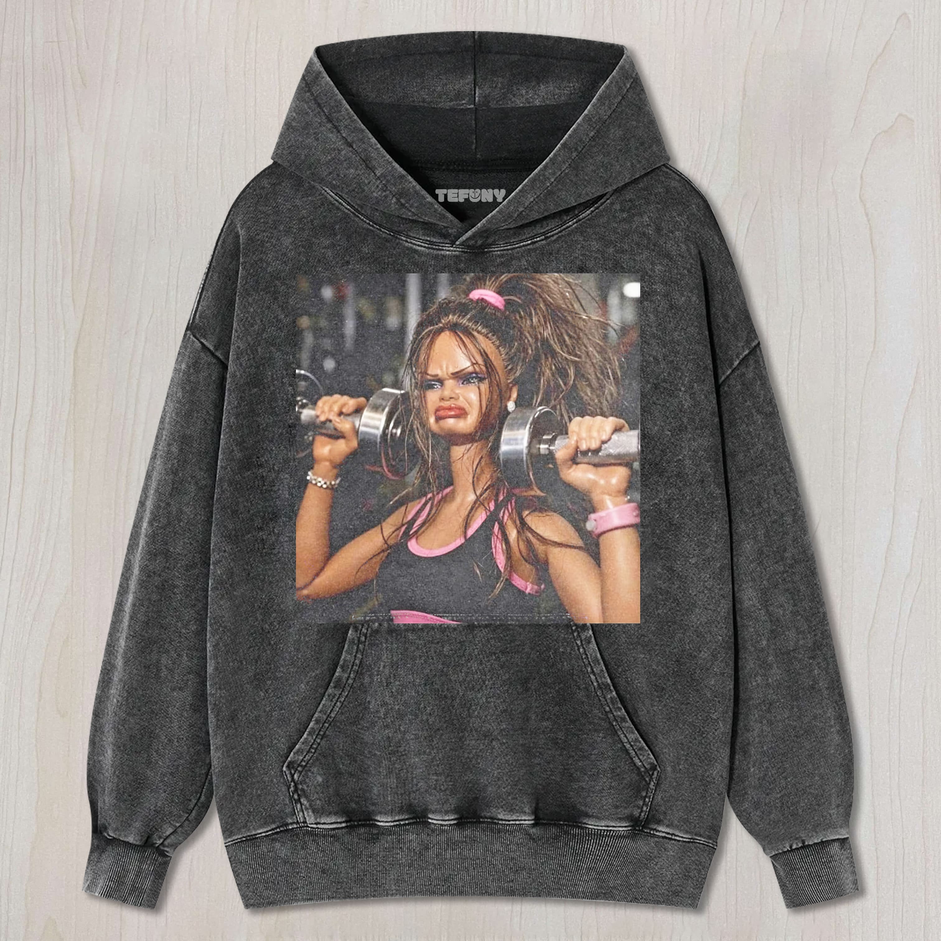 FUNNY GYM DOLL GIRL FACE MEME UNISEX TEE, TANK TOP, LAYERED LS, SWEATSHIRT & HOODIE