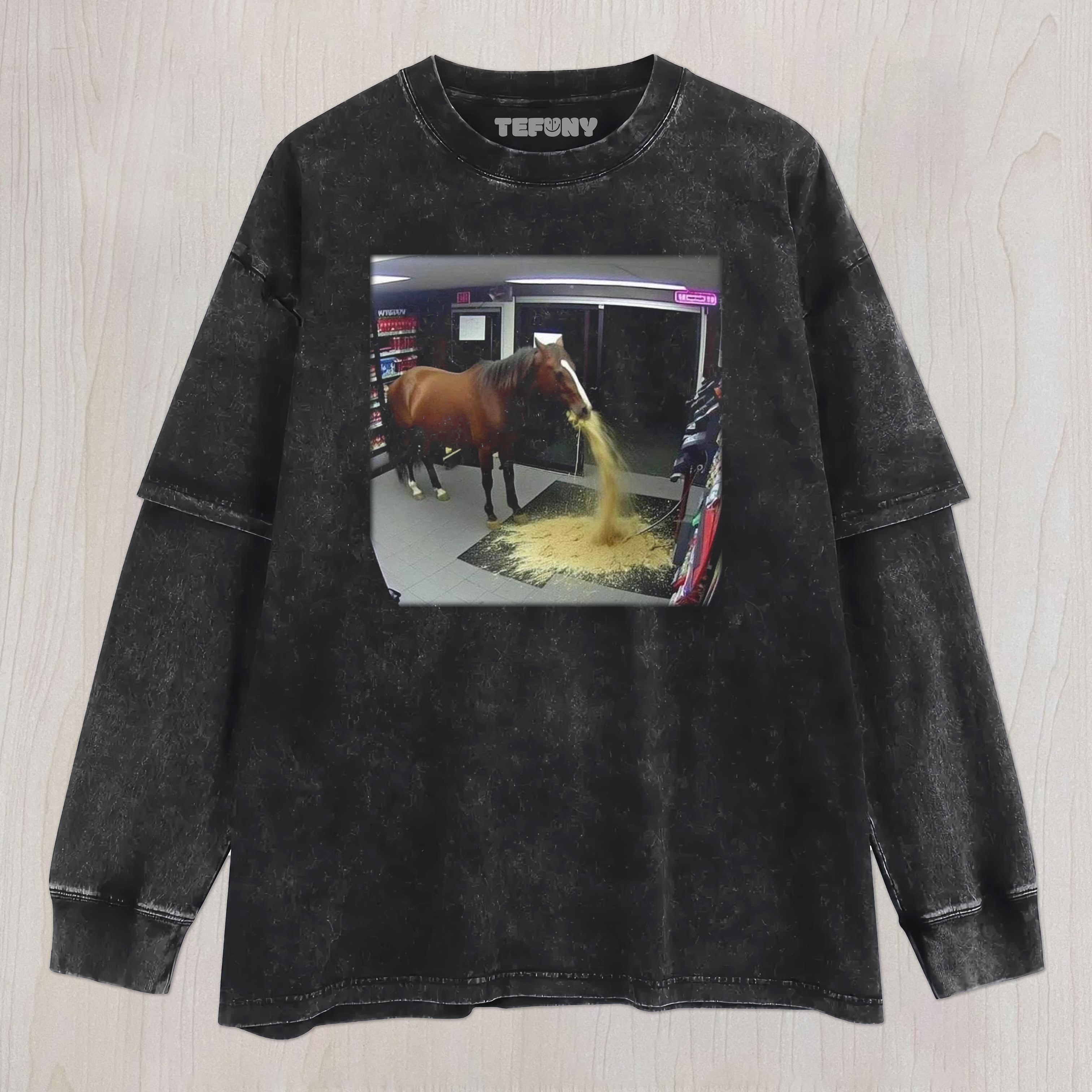 FUNNY HORSE V4 UNISEX TEE, TANK TOP, LAYERED LS, SWEATSHIRT & HOODIE