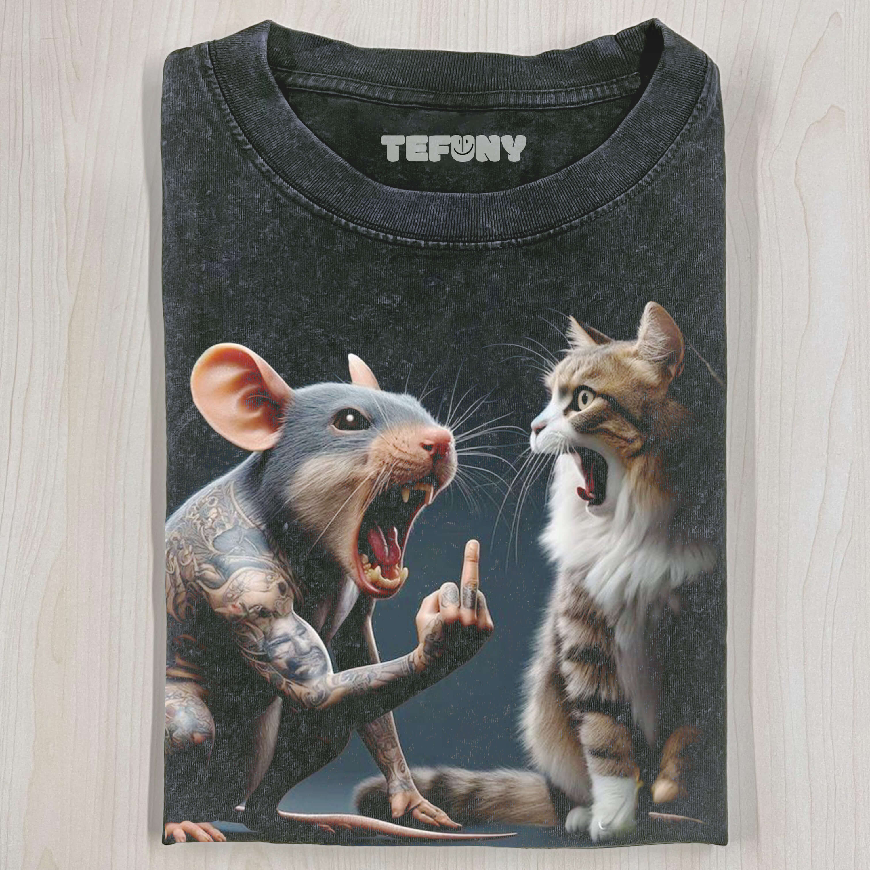 FUNNY MOUSE AND CAT T-SHIRT