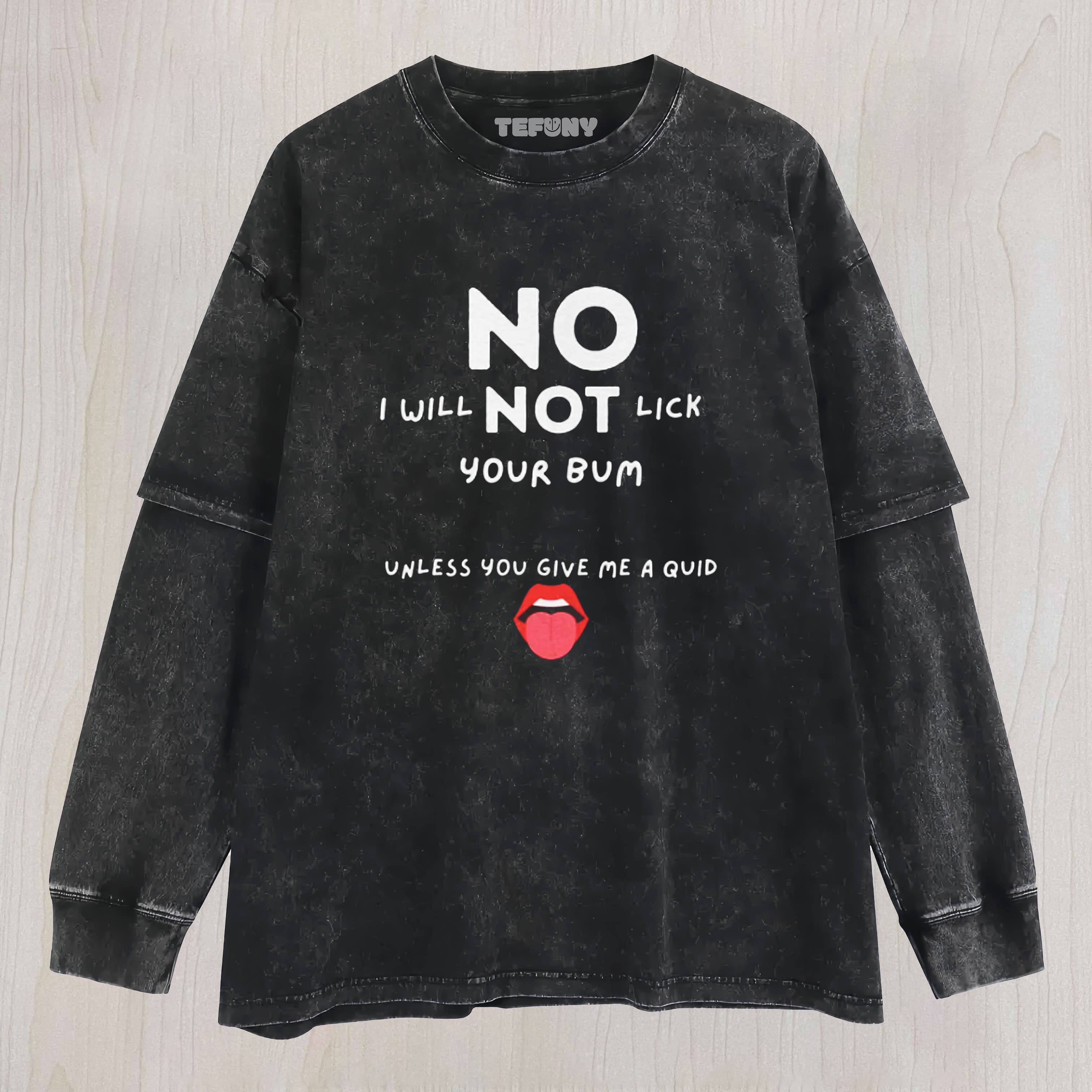 FUNNY 'NO LICK' GRAPHIC  LAYERED LONG SLEEVE