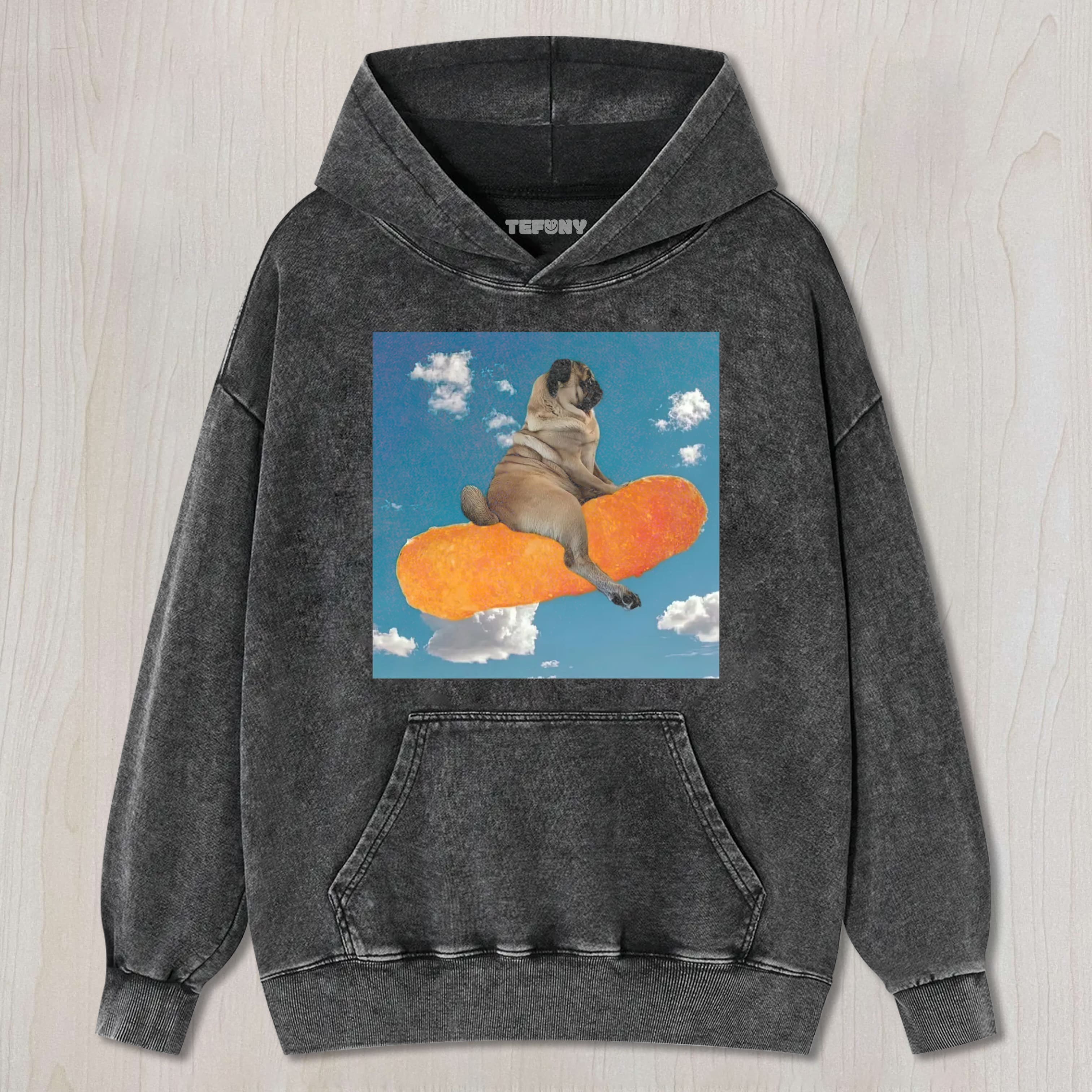 FUNNY PUG FLOATING SNACK WASHED TEE & SWEAT & HOOD