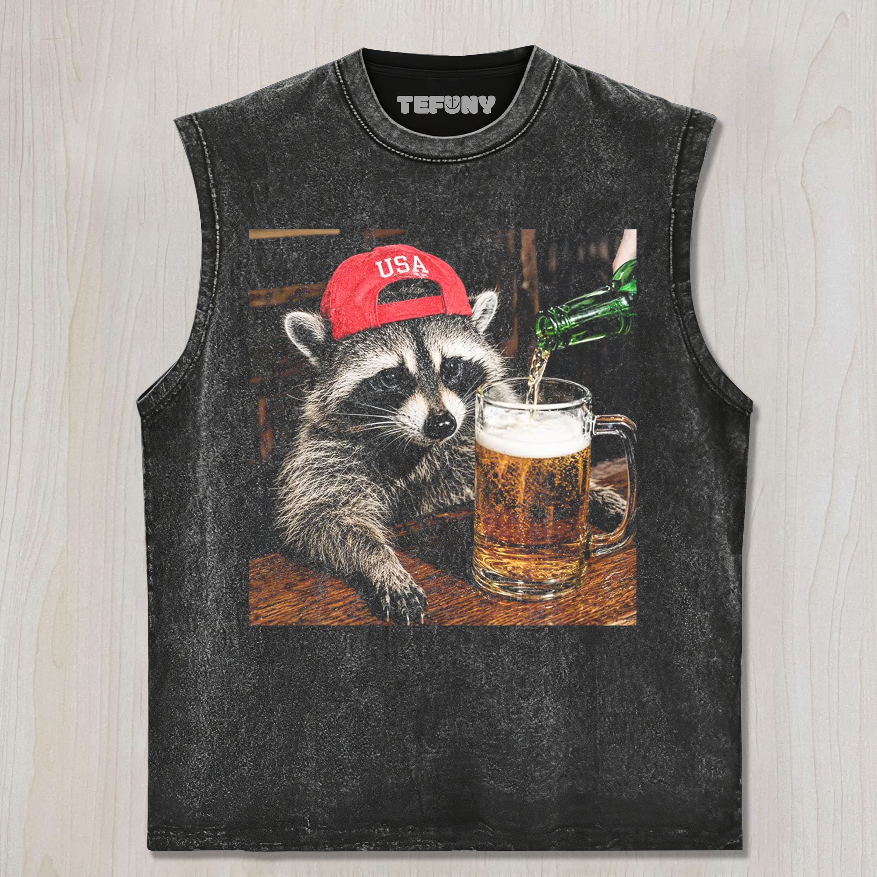 FUNNY RACCOON BEER UNISEX TEE, TANK TOP, LAYERED LS, SWEATSHIRT & HOODIE