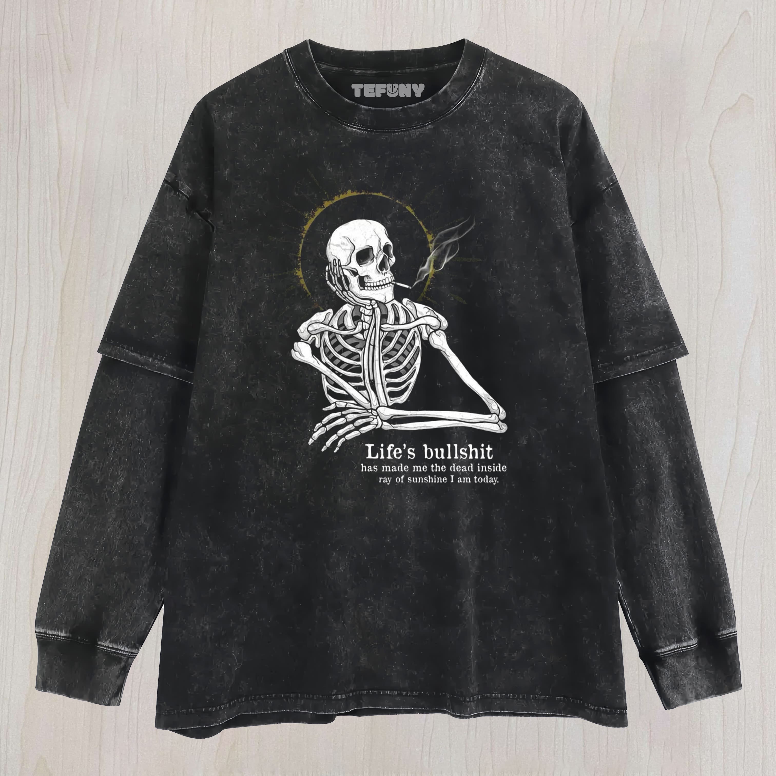FUNNY SKULL MEME V1 UNISEX TEE, TANK TOP, LAYERED LS, SWEATSHIRT & HOODIE