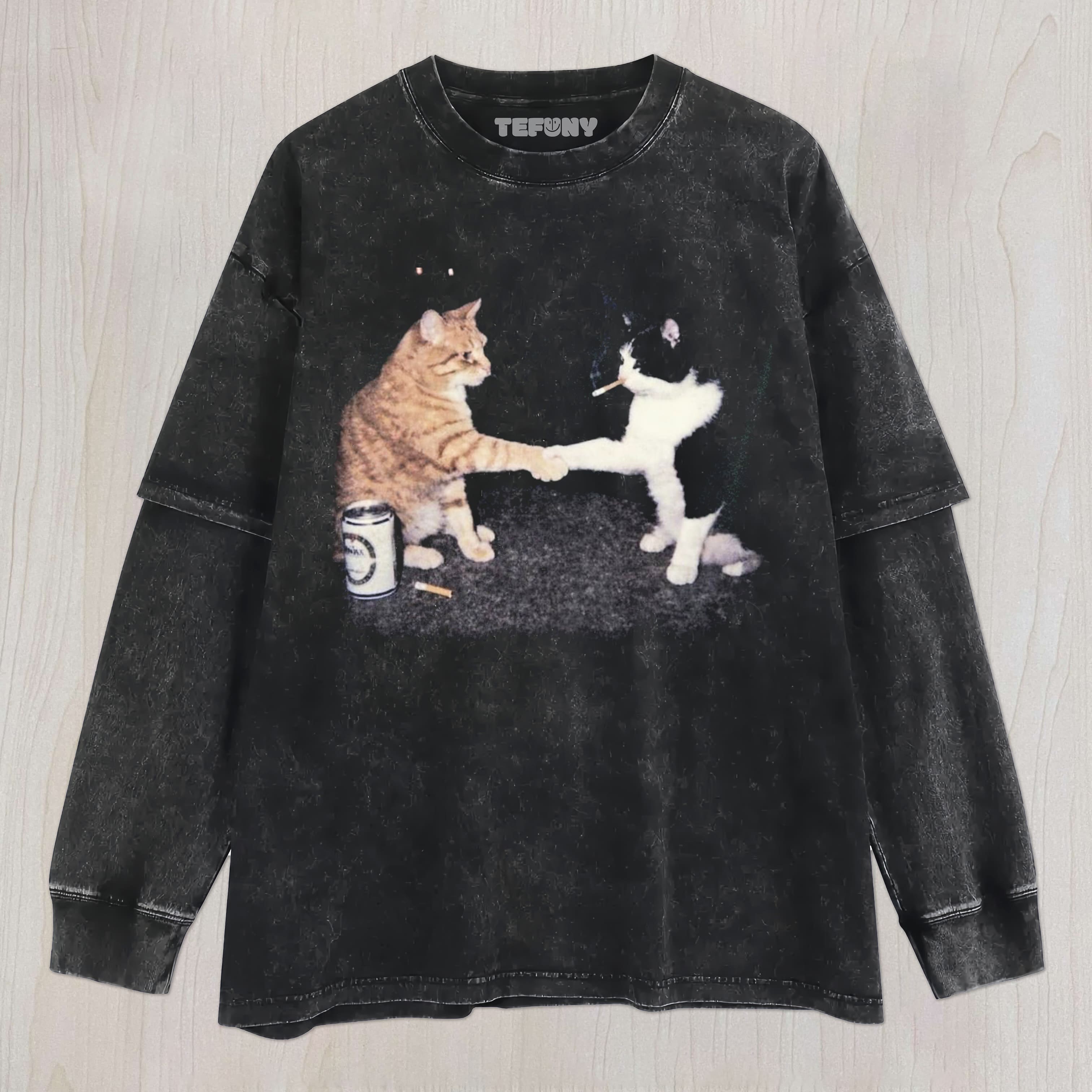 FUNNY SMOKING CAT UNISEX TEE, TANK TOP, LAYERED LS, SWEATSHIRT & HOODIE