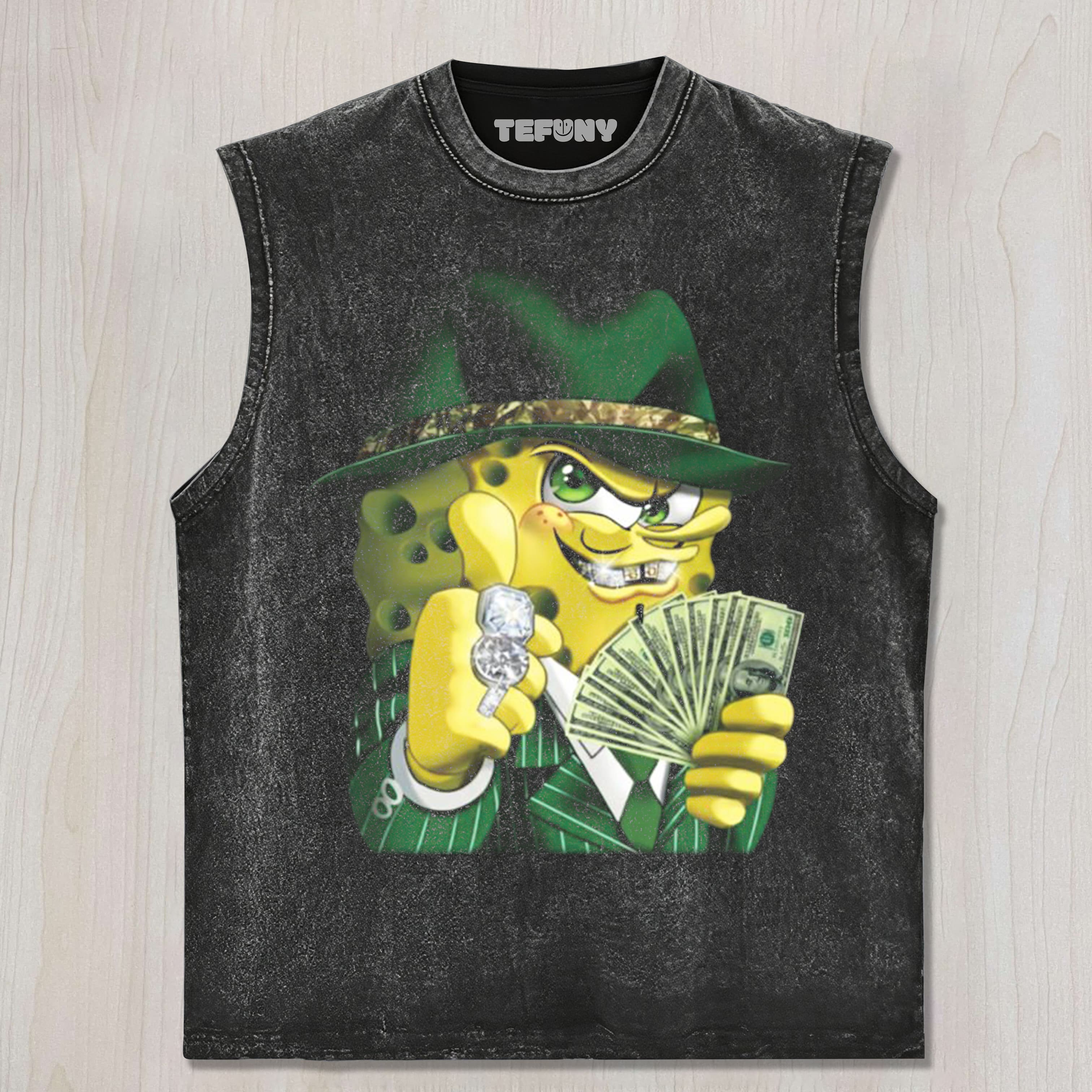 GANGSTER SPONGEBOB UNISEX TEE, TANK TOP, LAYERED LS, SWEATSHIRT & HOODIE