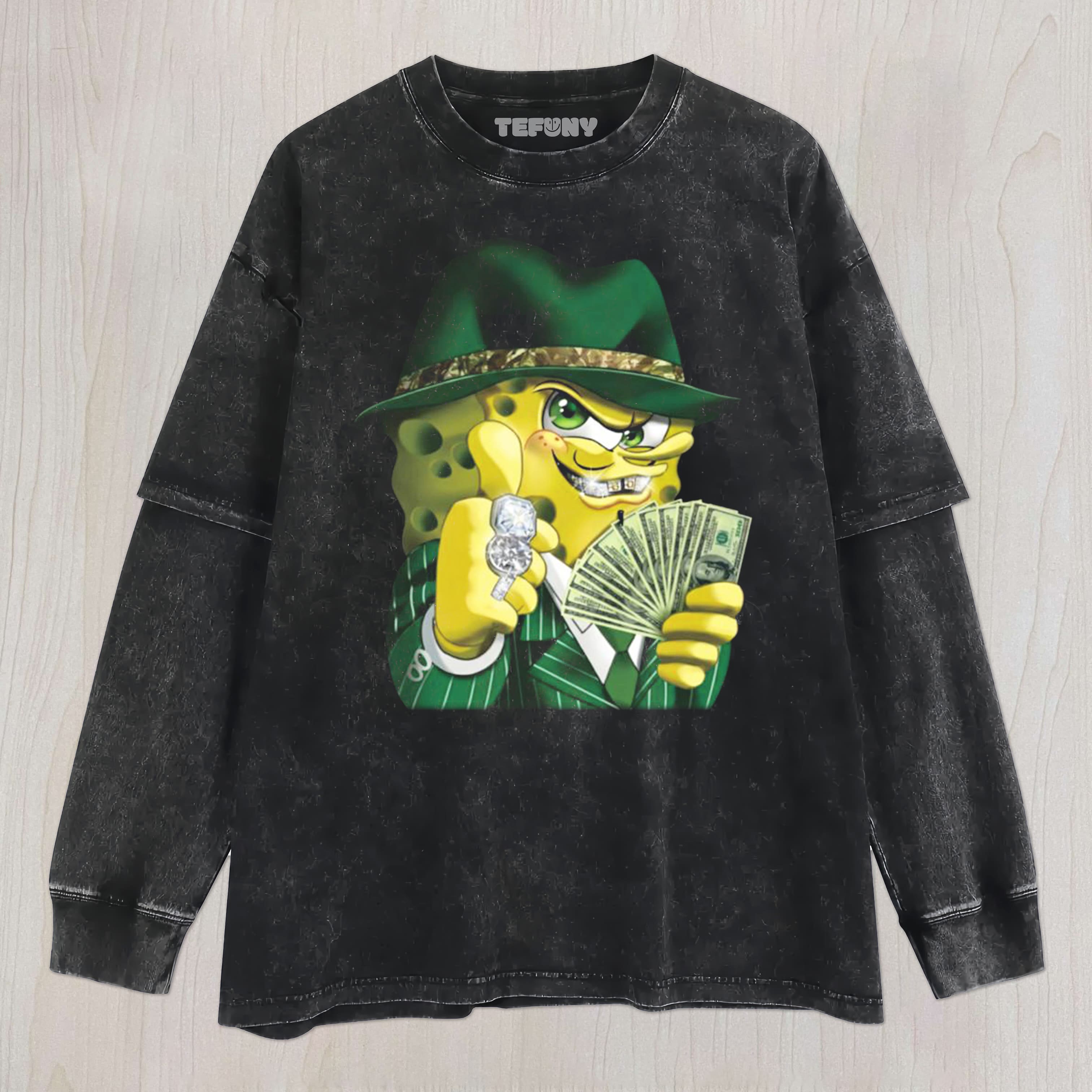 GANGSTER SPONGEBOB UNISEX TEE, TANK TOP, LAYERED LS, SWEATSHIRT & HOODIE