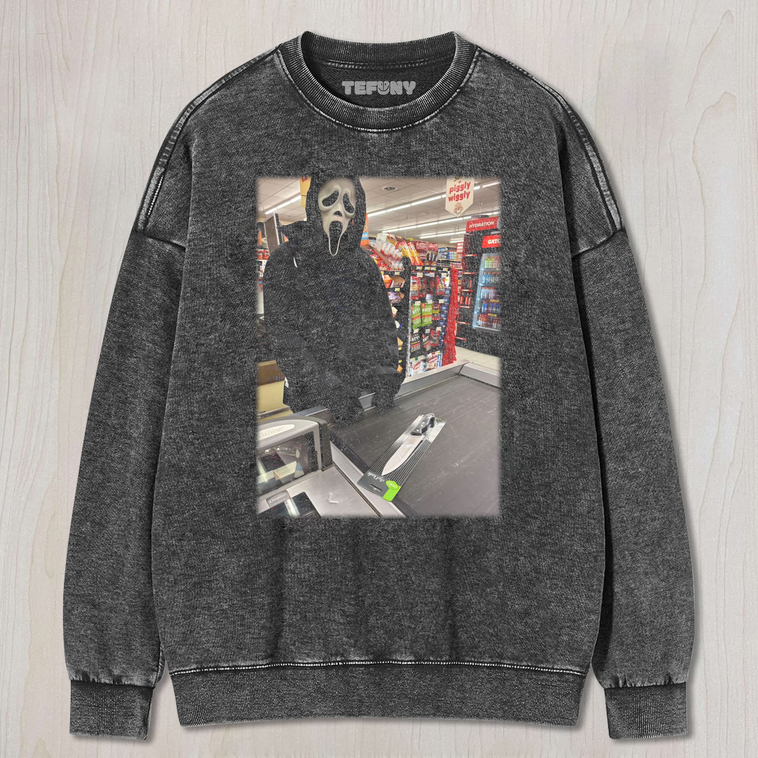 GHOST FACE BUYS KNIFE FUNNT MEME TEE & SWEAT & HOOD