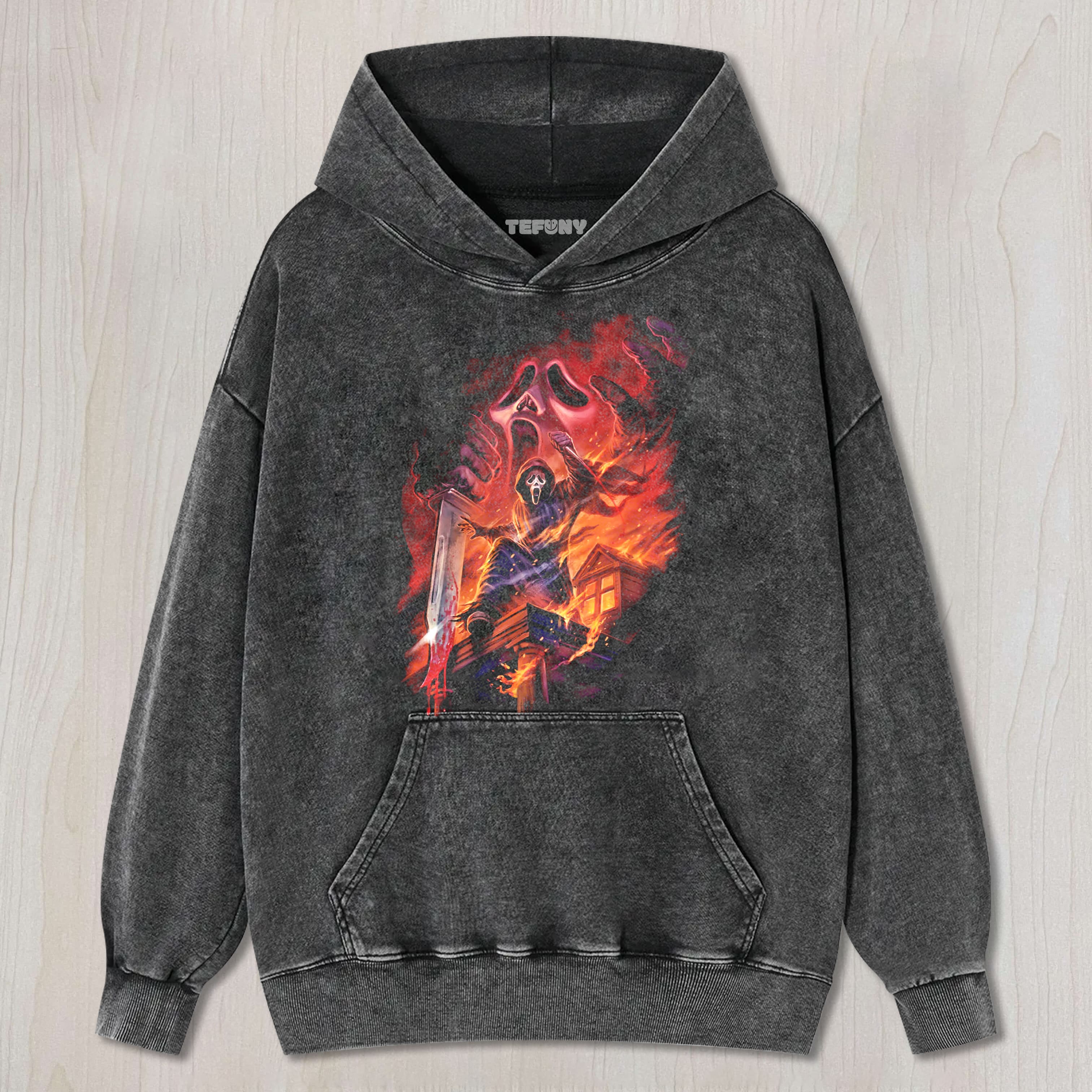 GHOST FACE FIRE IN THE NIGHT TEE & SWEAT & HOOD