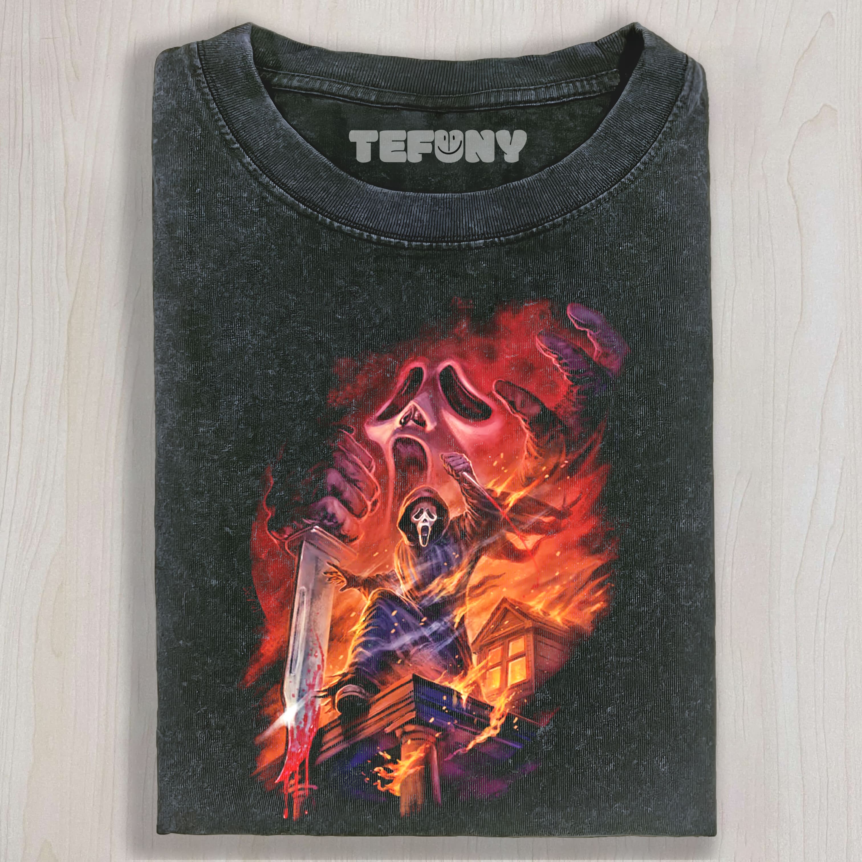 GHOST FACE FIRE IN THE NIGHT TEE & SWEAT & HOOD
