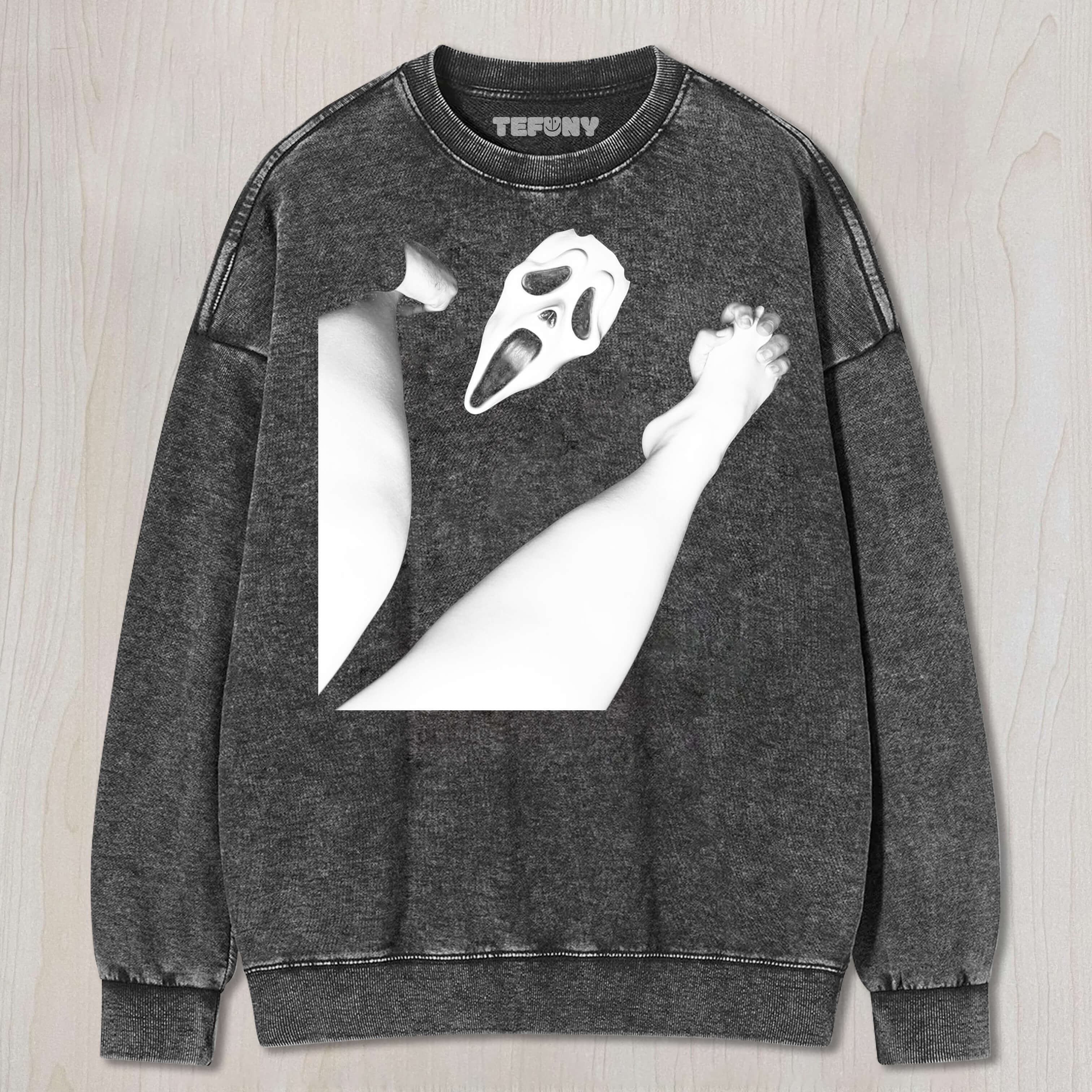 GHOST FACE GRABBING FEET T-SHIRT