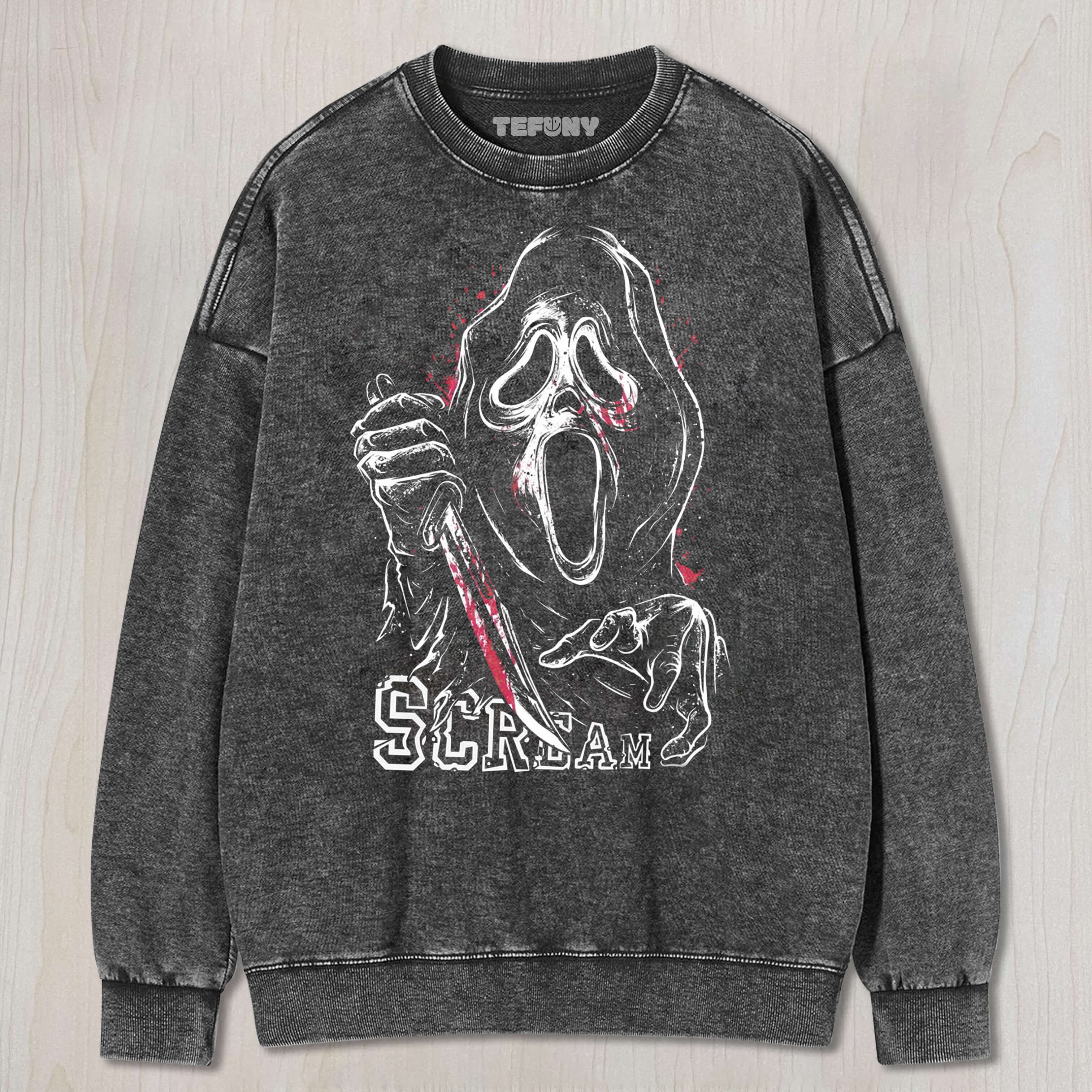 GHOST FACE HOLDING A KNIFE T-SHIRT