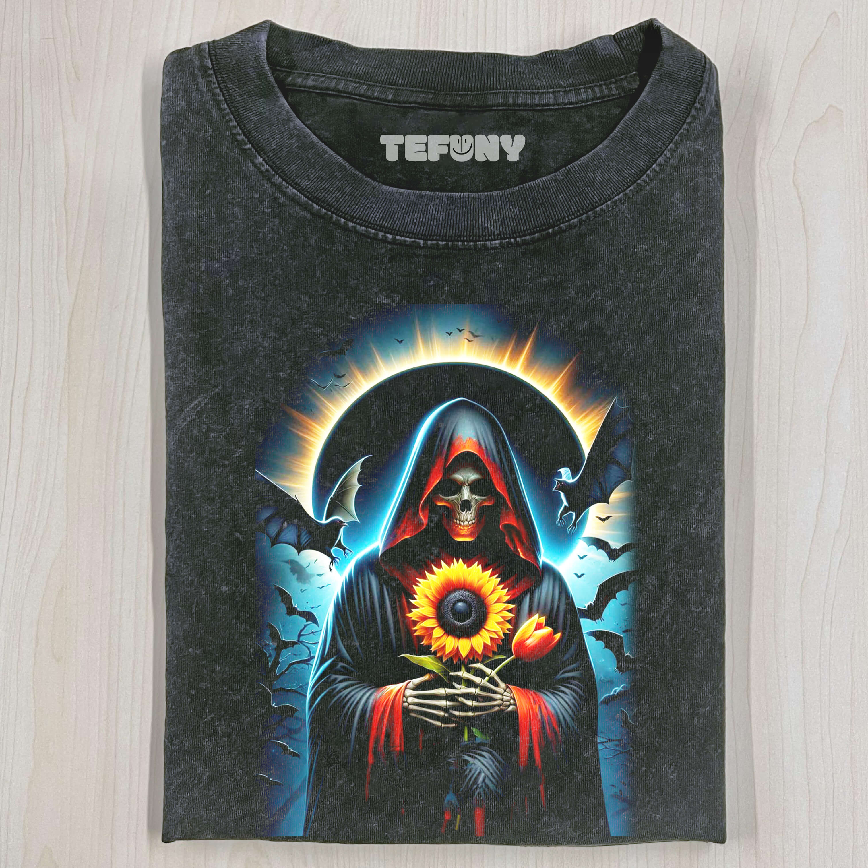 GHOST FACE HOLDING SUNFLOWER T-SHIRT
