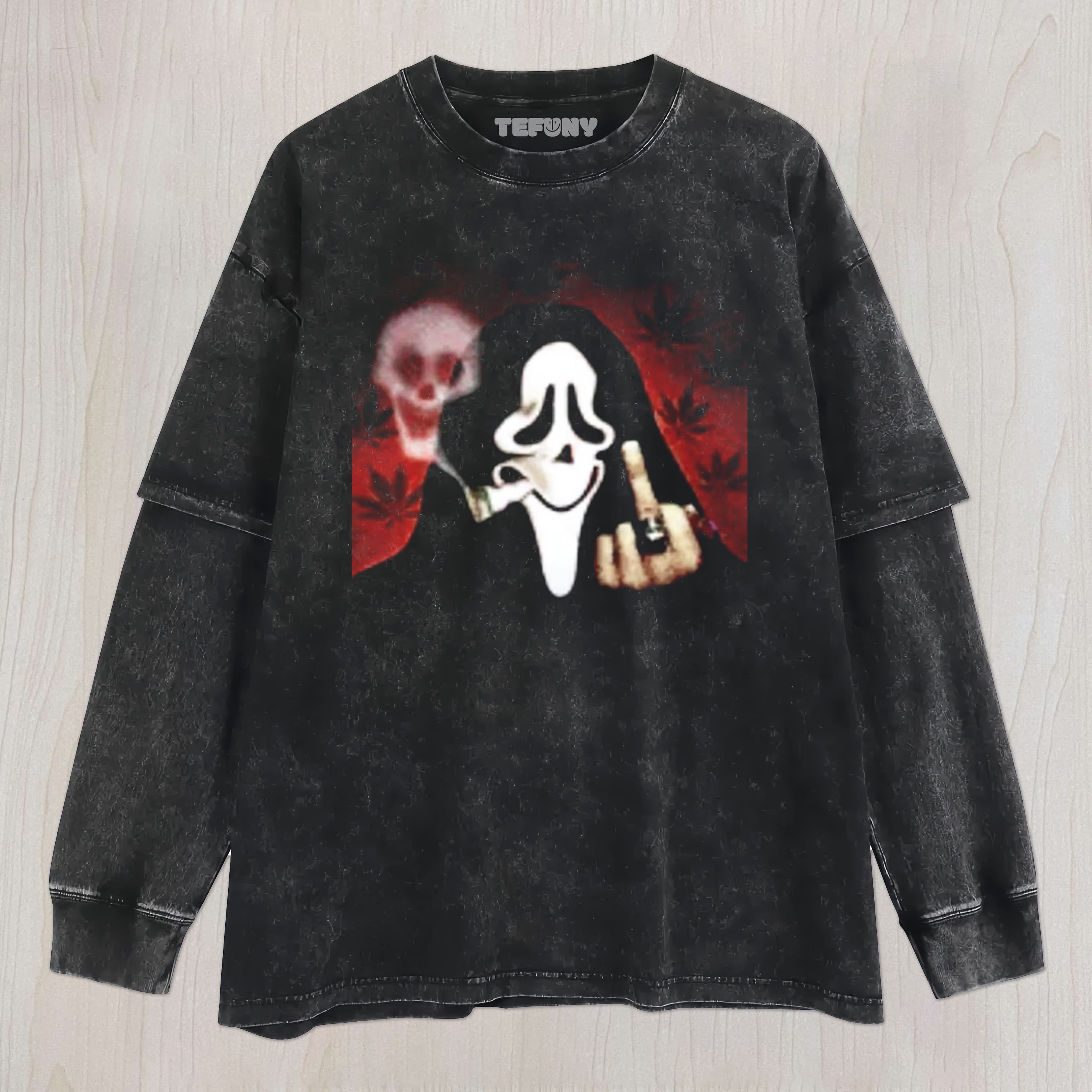 GHOST FACE SMOKING UNISEX TEE, TANK TOP, LAYERED LS, SWEATSHIRT & HOODIE