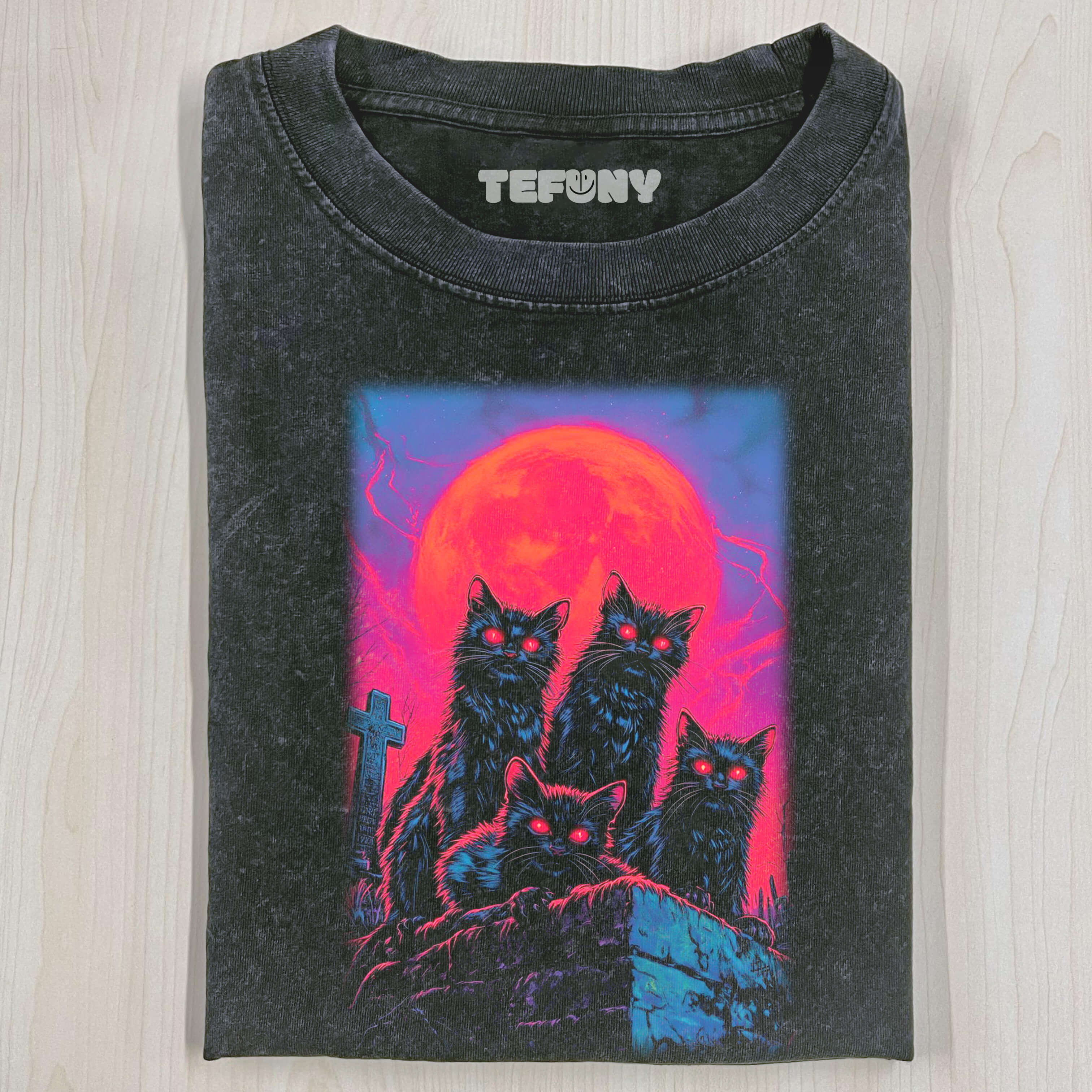 GLOWING RED CAT T-SHIRT