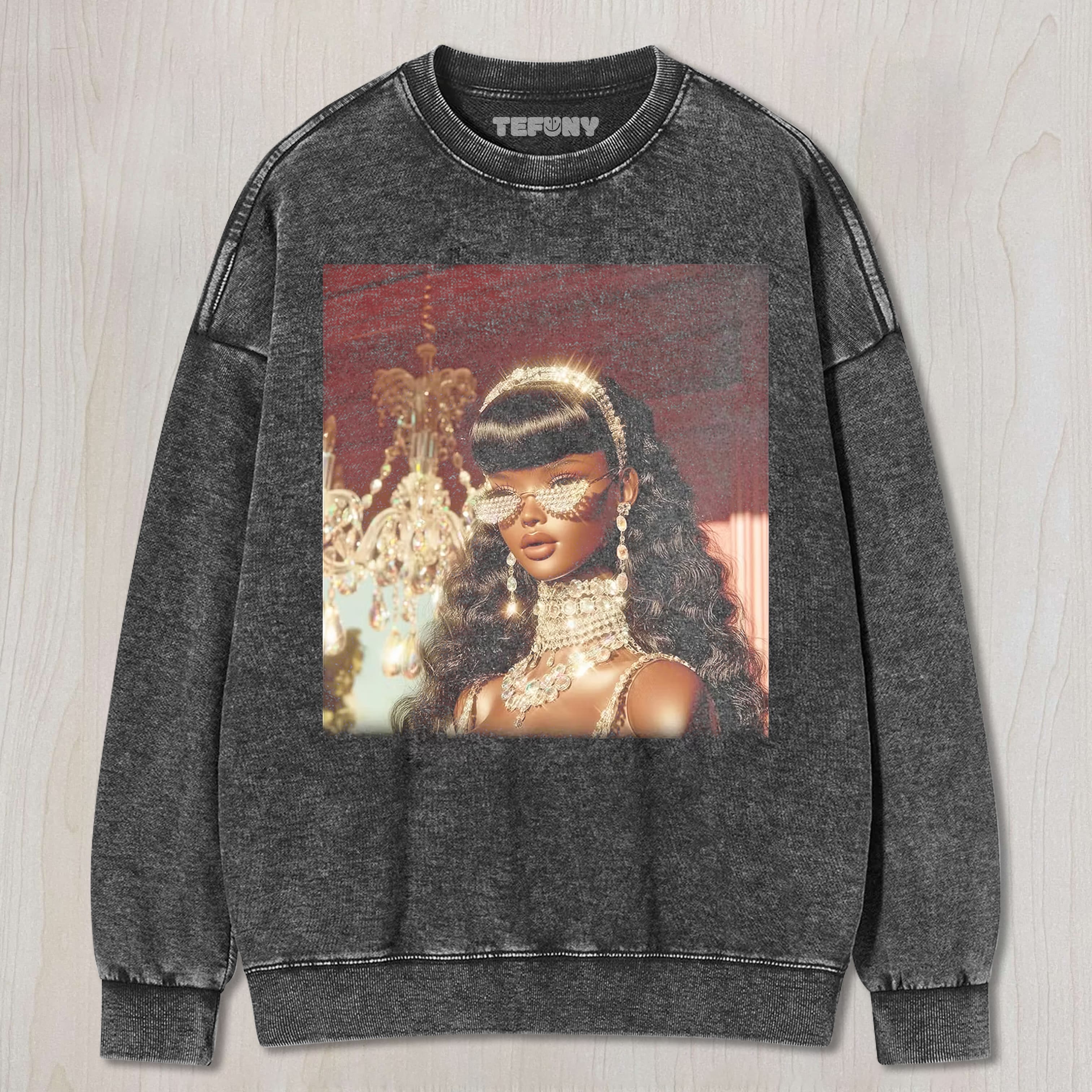 GORGEOUS BLACK GIRLDOLL FACE  UNISEX TEE, TANK TOP, LAYERED LS, SWEATSHIRT & HOODIE