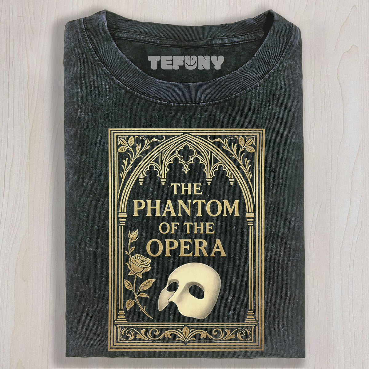 GOTHIC ARCH FRAME MASK ROSE ANTIQUE UNISEX TEE, TANK TOP, LAYERED LS, SWEATSHIRT & HOODIE