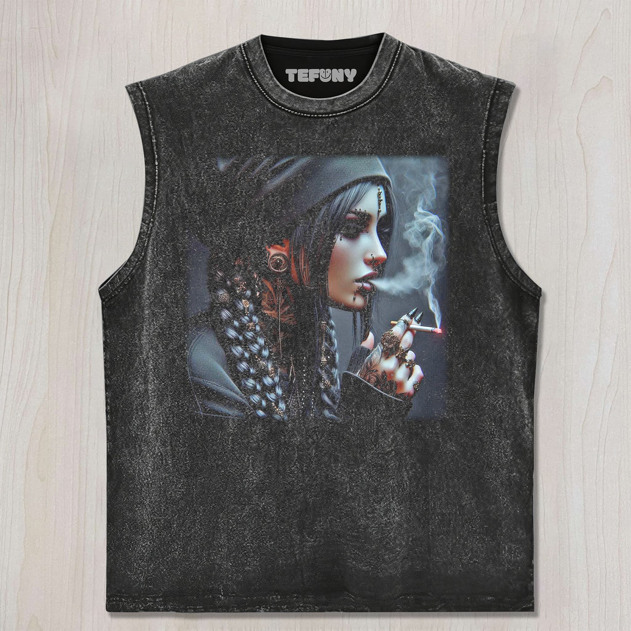 GOTHIC GIRL SMOKING UNISEX TEE, TANK TOP, LAYERED LS, SWEATSHIRT & HOODIE