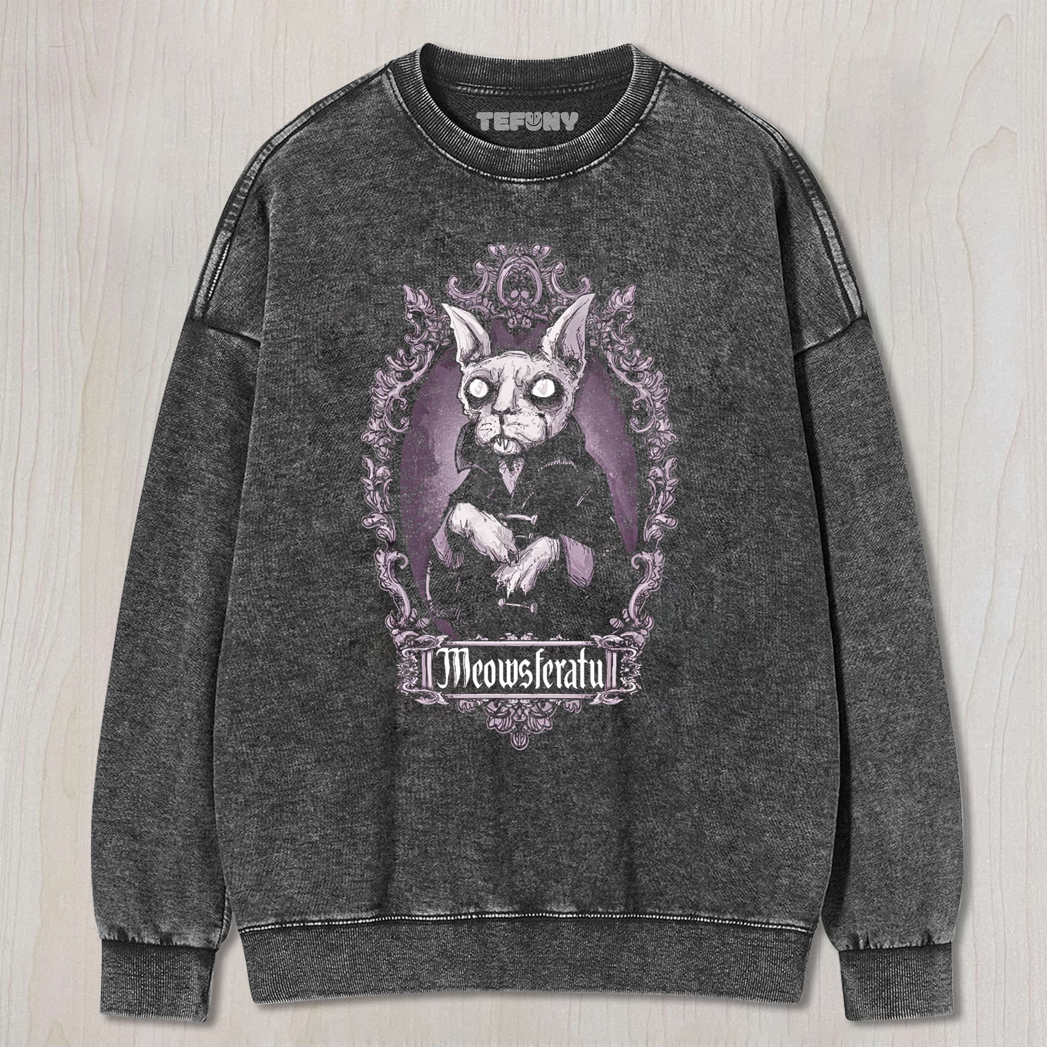 GOTHIC VAMPIRE CAT ORNATE VINTAGE FRAME GRAPHIC UNISEX TEE, TANK TOP, LAYERED LS, SWEATSHIRT & HOODIE