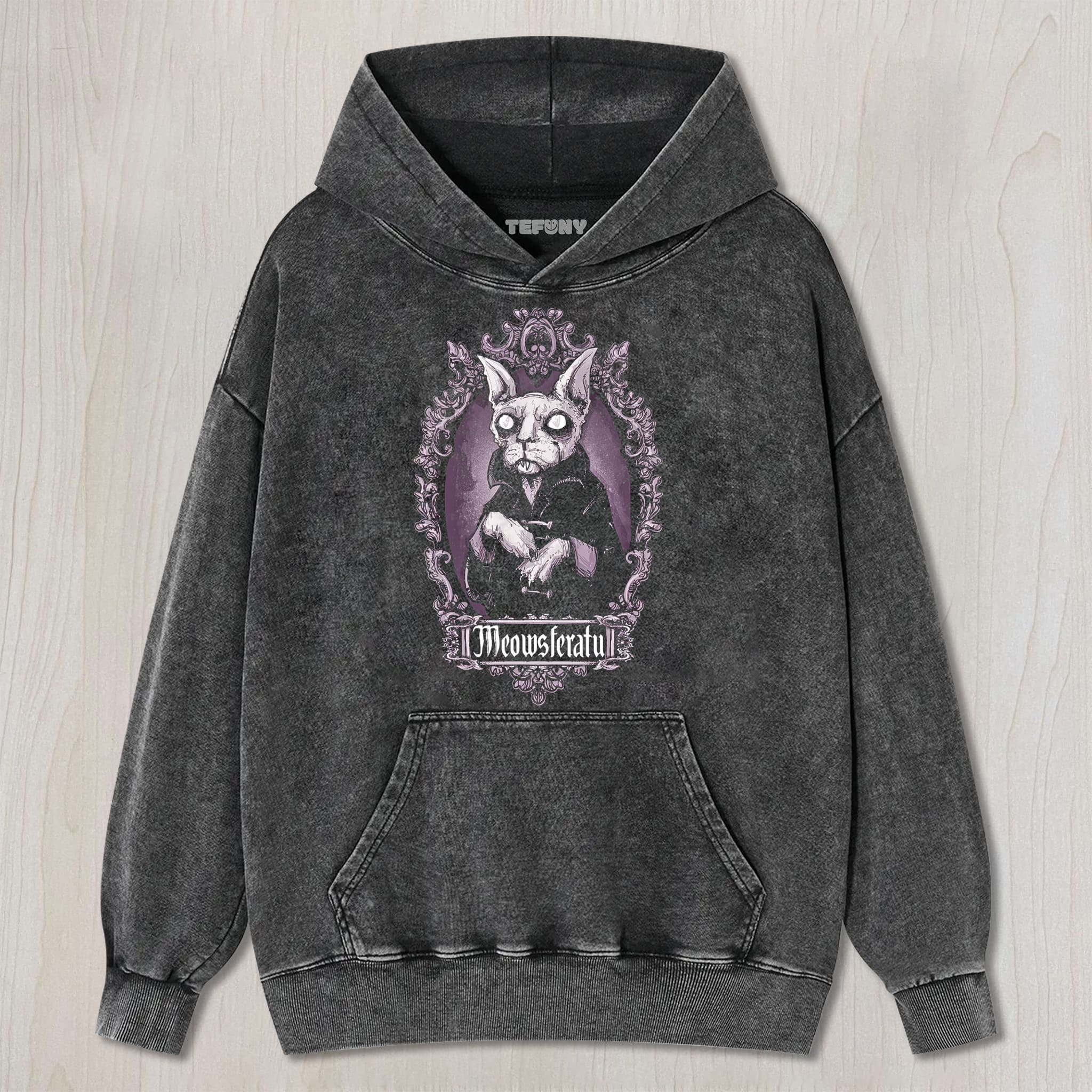 GOTHIC VAMPIRE CAT ORNATE VINTAGE FRAME GRAPHIC UNISEX TEE, TANK TOP, LAYERED LS, SWEATSHIRT & HOODIE