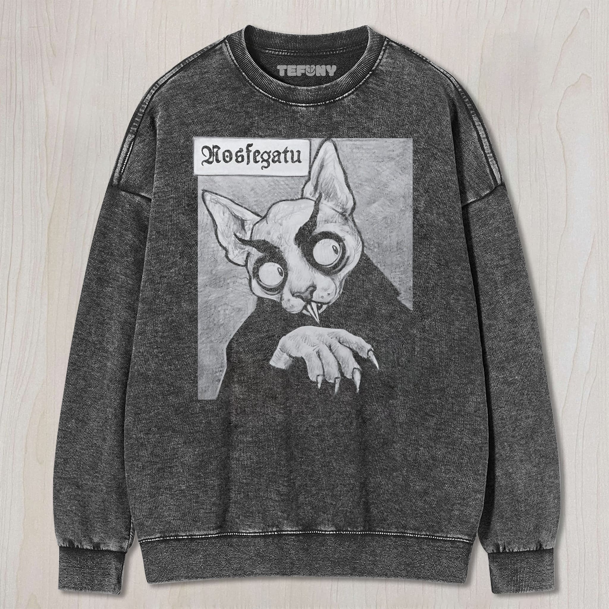 GOTHIC VAMPIRE CAT RETRO HORROR SKETCH GRAPHIC UNISEX TEE, TANK TOP, LAYERED LS, SWEATSHIRT & HOODIE