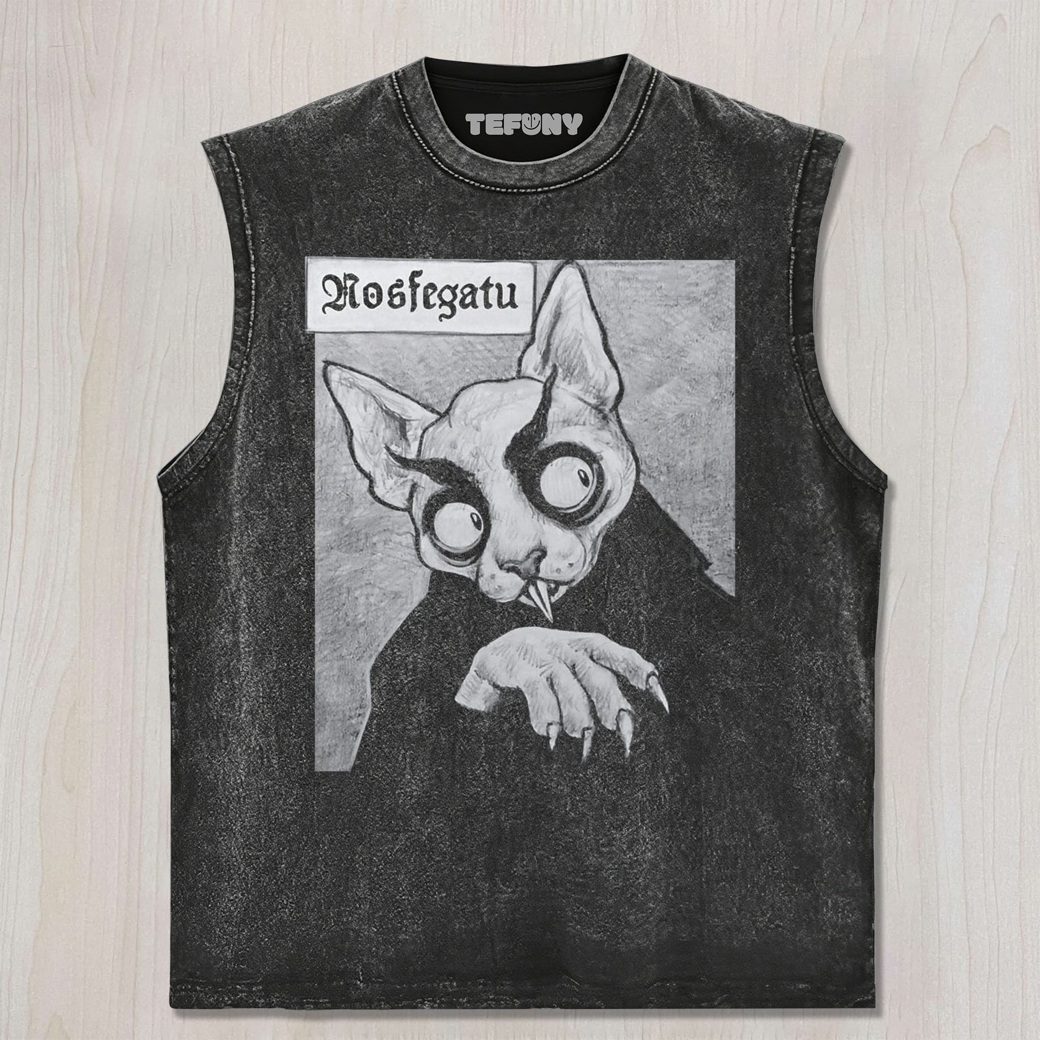 GOTHIC VAMPIRE CAT RETRO HORROR SKETCH GRAPHIC UNISEX TEE, TANK TOP, LAYERED LS, SWEATSHIRT & HOODIE