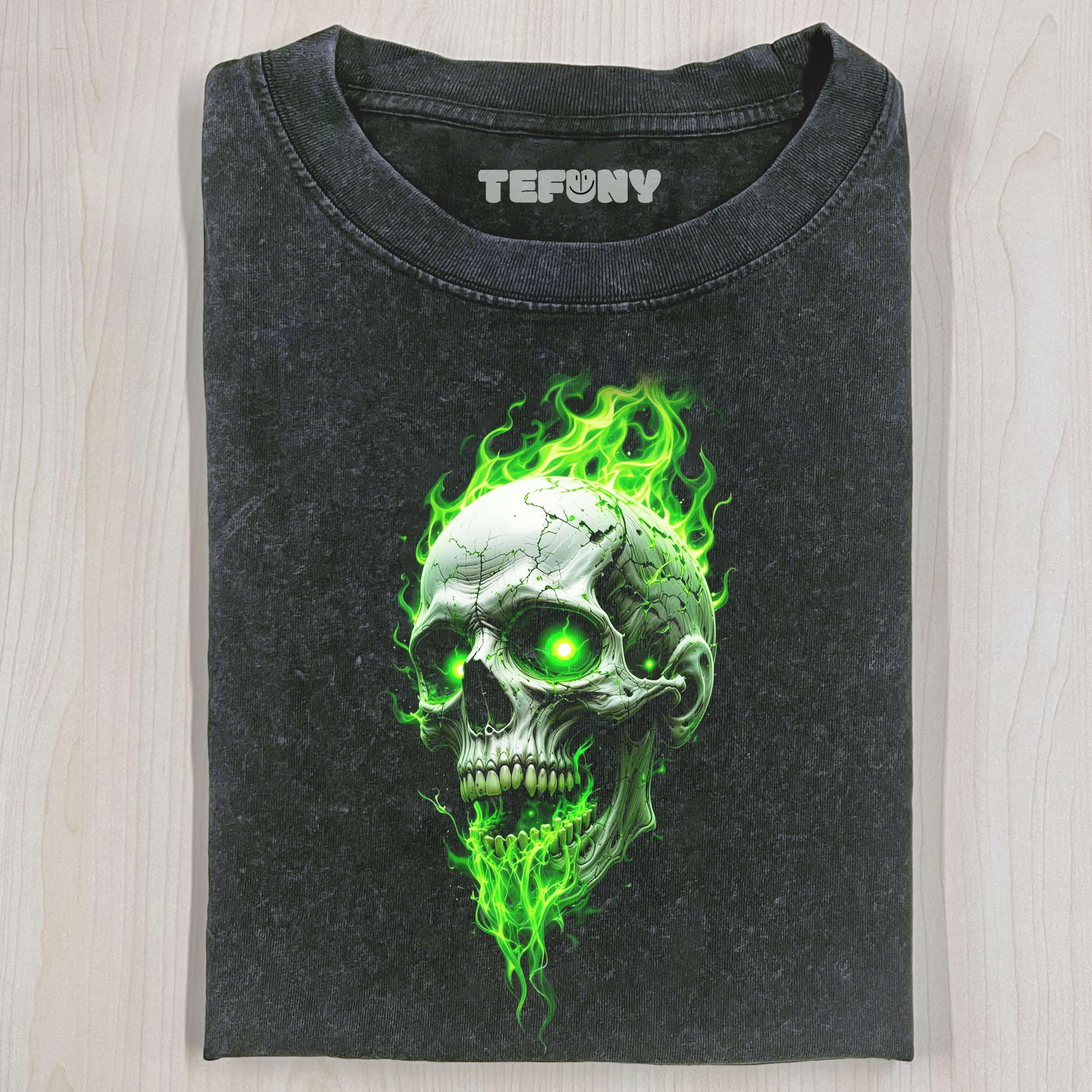 GREEN GLOWING SKULL T-SHIRT