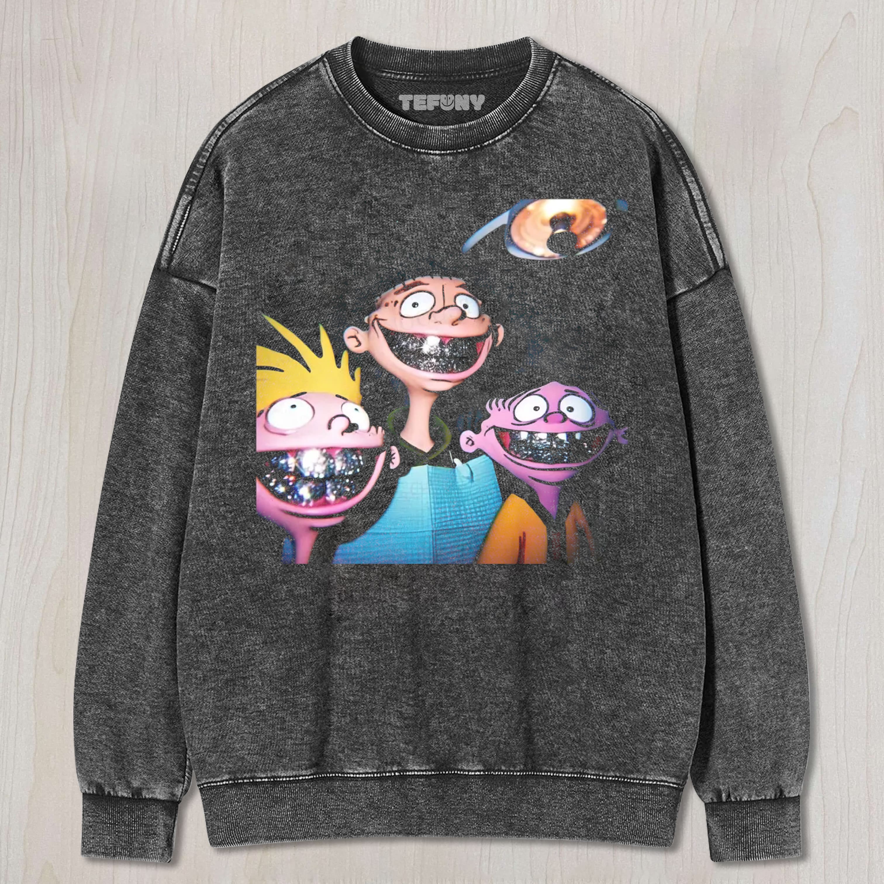 GRILL TEETH CARTOON FUNNY VINTAGE UNISEX TEE, TANK TOP, LAYERED LS, SWEATSHIRT & HOODIE