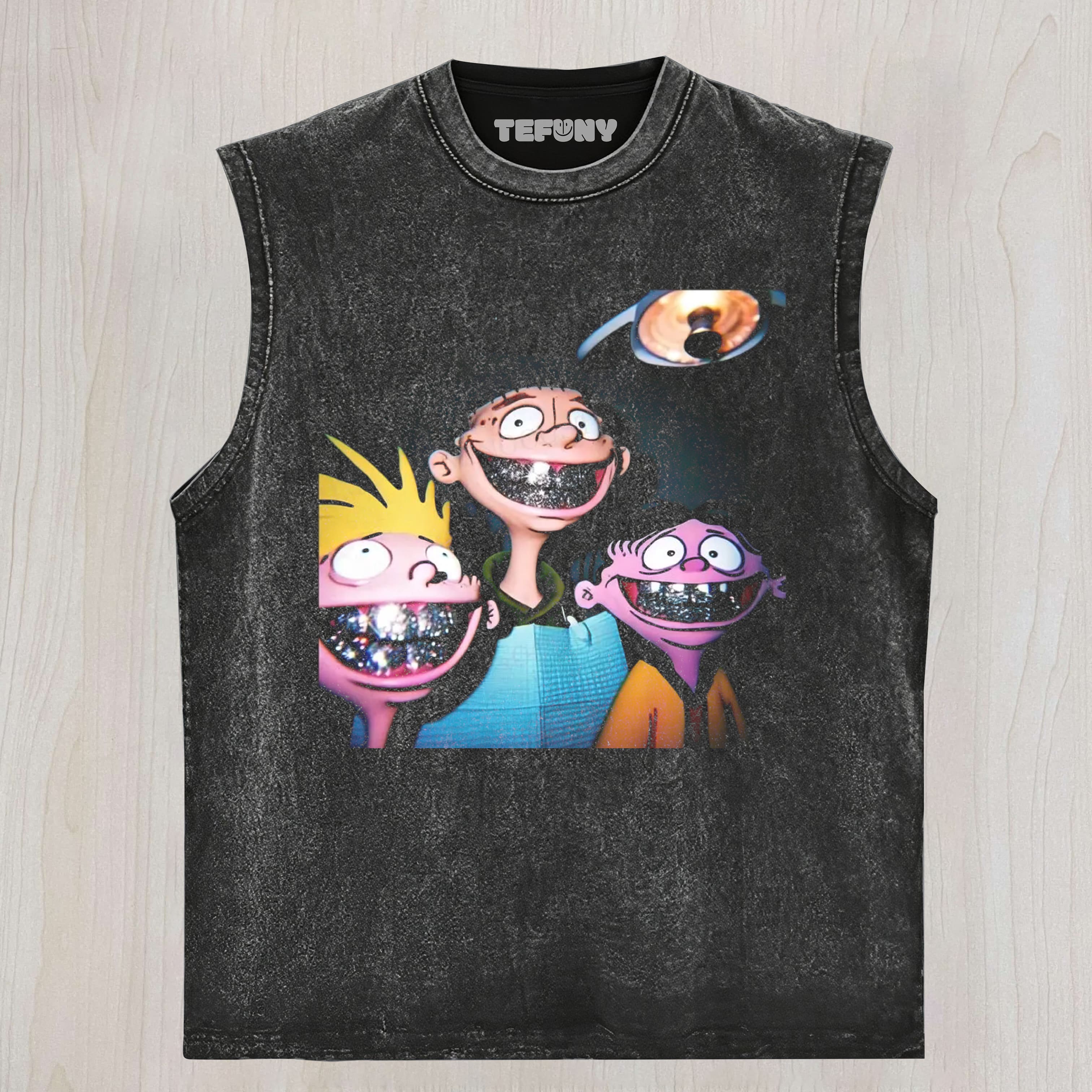 GRILL TEETH CARTOON FUNNY VINTAGE UNISEX TEE, TANK TOP, LAYERED LS, SWEATSHIRT & HOODIE