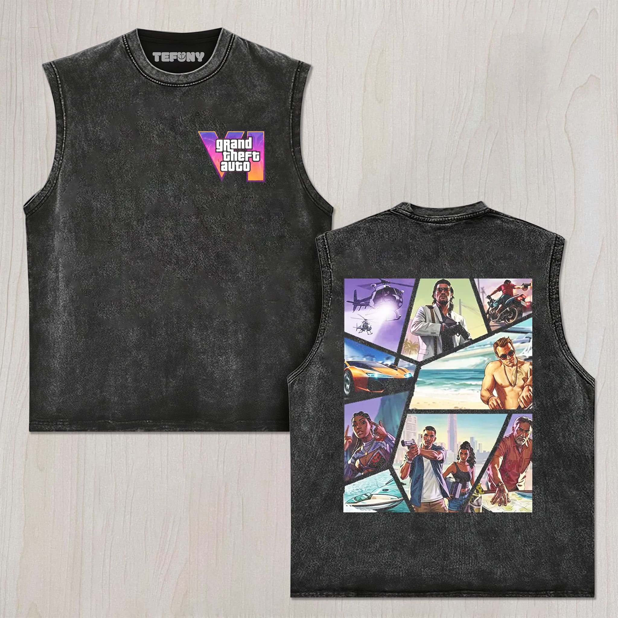 GTA VI V13 UNISEX TEE, TANK TOP, LAYERED LS, SWEATSHIRT & HOODIE