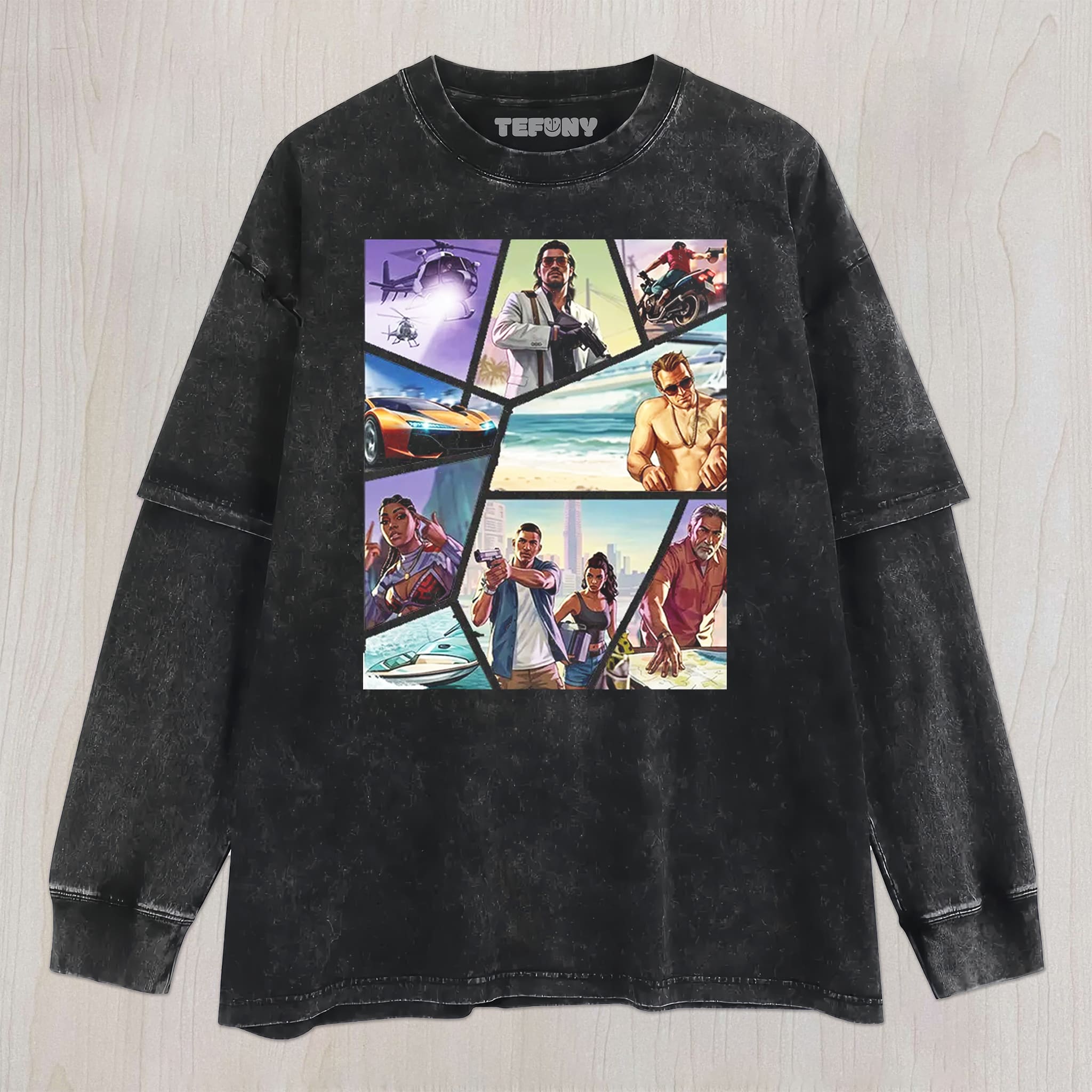 GTA VI V13 UNISEX TEE, TANK TOP, LAYERED LS, SWEATSHIRT & HOODIE