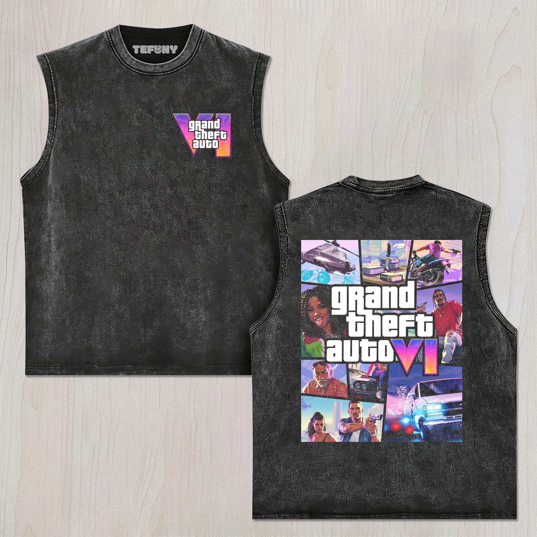 GTA VI V9 UNISEX TEE, TANK TOP, LAYERED LS, SWEATSHIRT & HOODIE