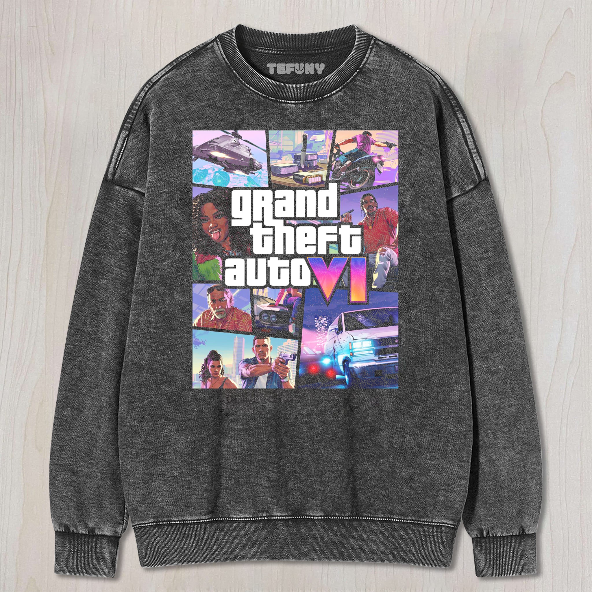 GTA VI V9 UNISEX TEE, TANK TOP, LAYERED LS, SWEATSHIRT & HOODIE