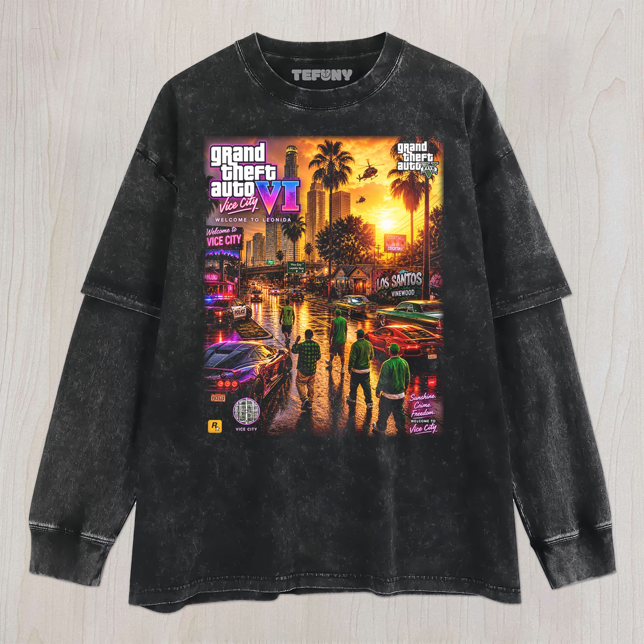 GTA VI V3 UNISEX TEE, TANK TOP, LAYERED LS, SWEATSHIRT & HOODIE