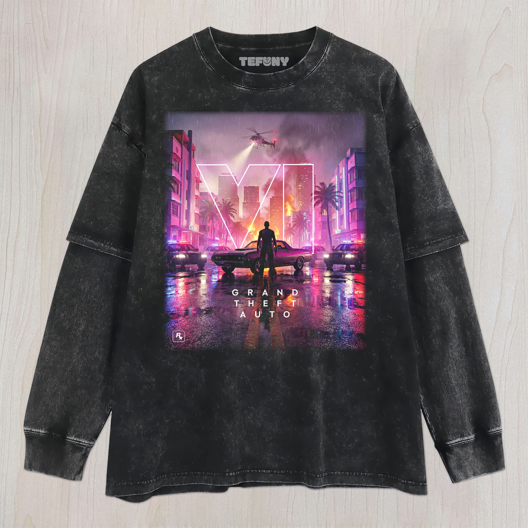 GTA VI V5 UNISEX TEE, TANK TOP, LAYERED LS, SWEATSHIRT & HOODIE