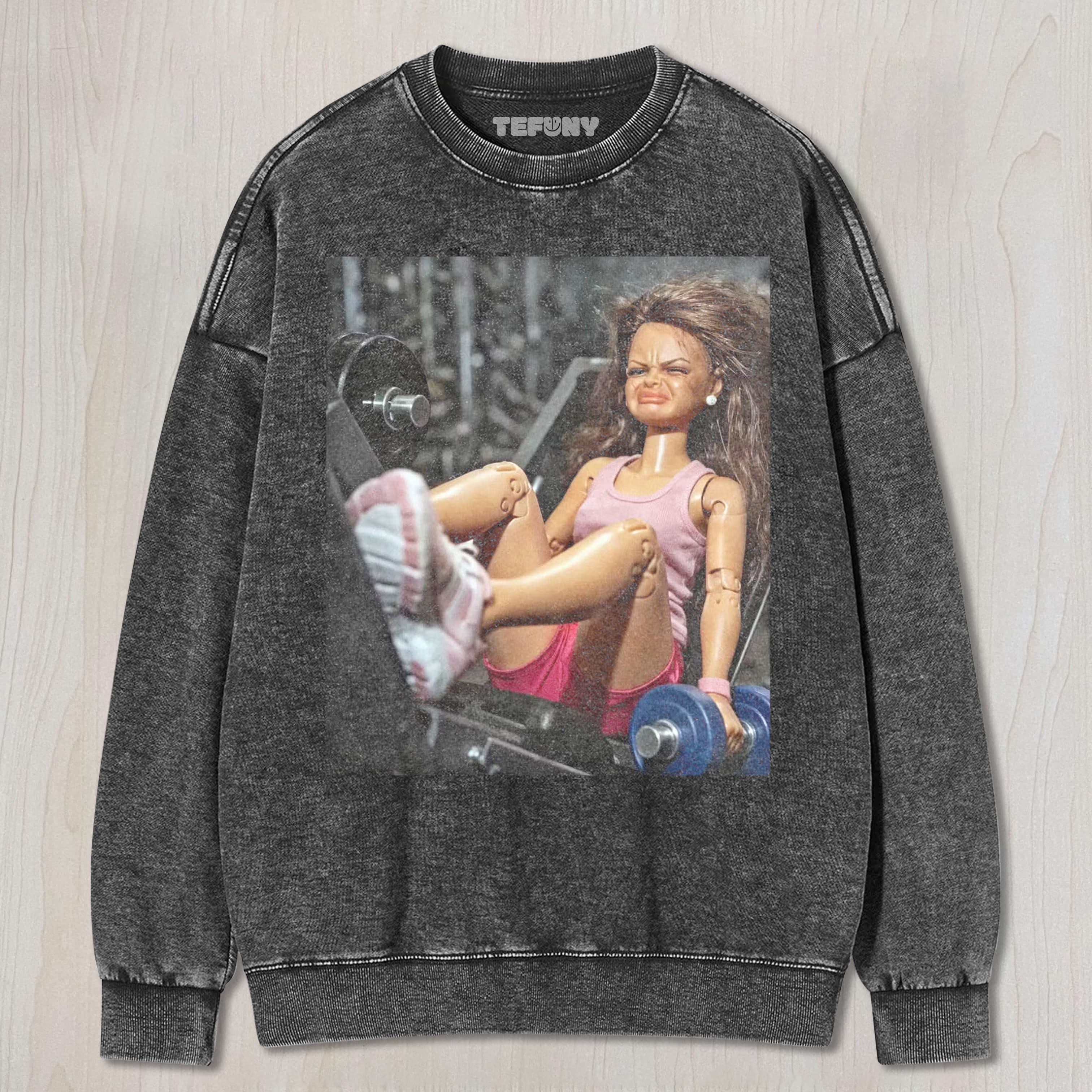 GYM DOLL GIRL FACE MEMEV1 UNISEX TEE, TANK TOP, LAYERED LS, SWEATSHIRT & HOODIE