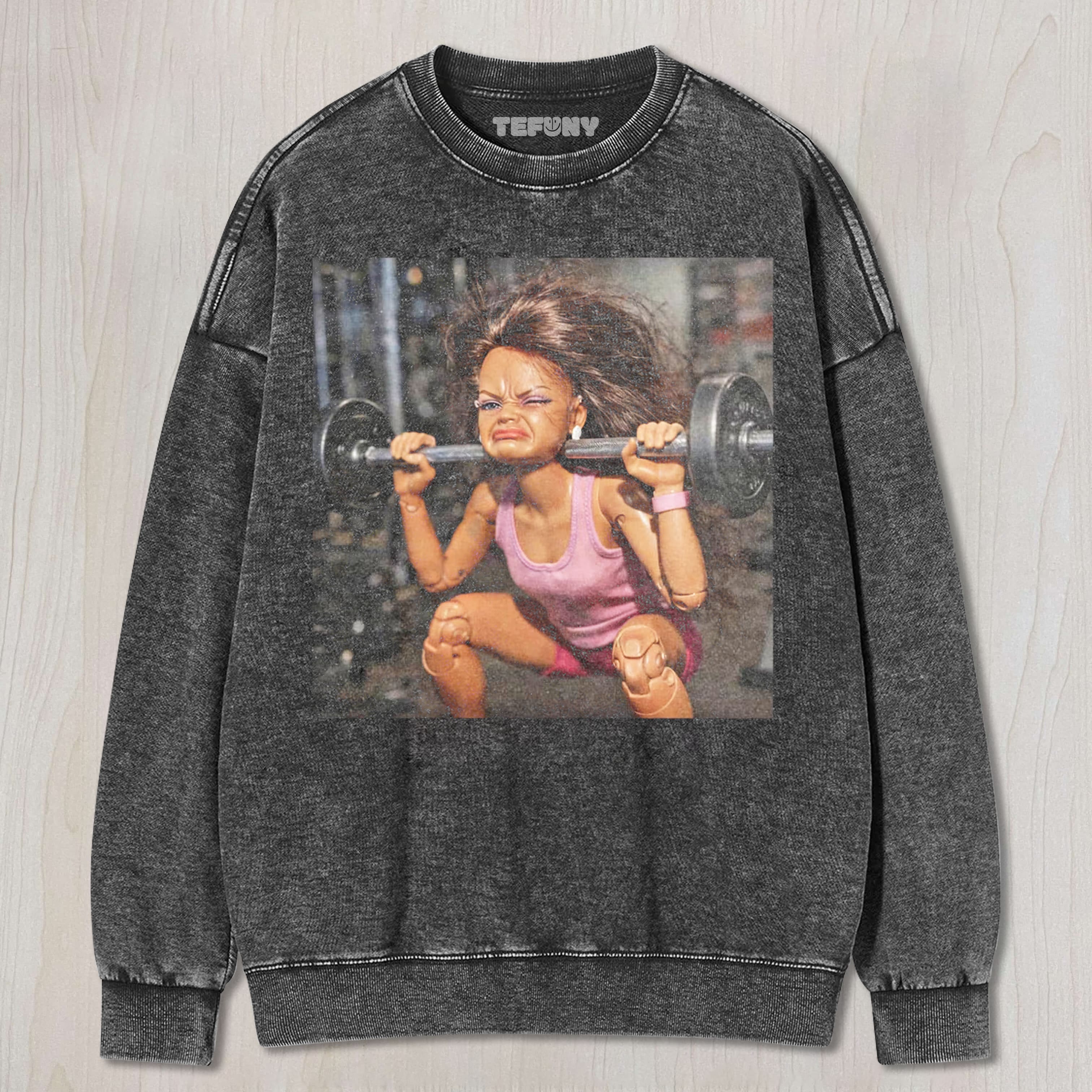 GYM DOLL GIRL FACE MEME UNISEX TEE, TANK TOP, LAYERED LS, SWEATSHIRT & HOODIE