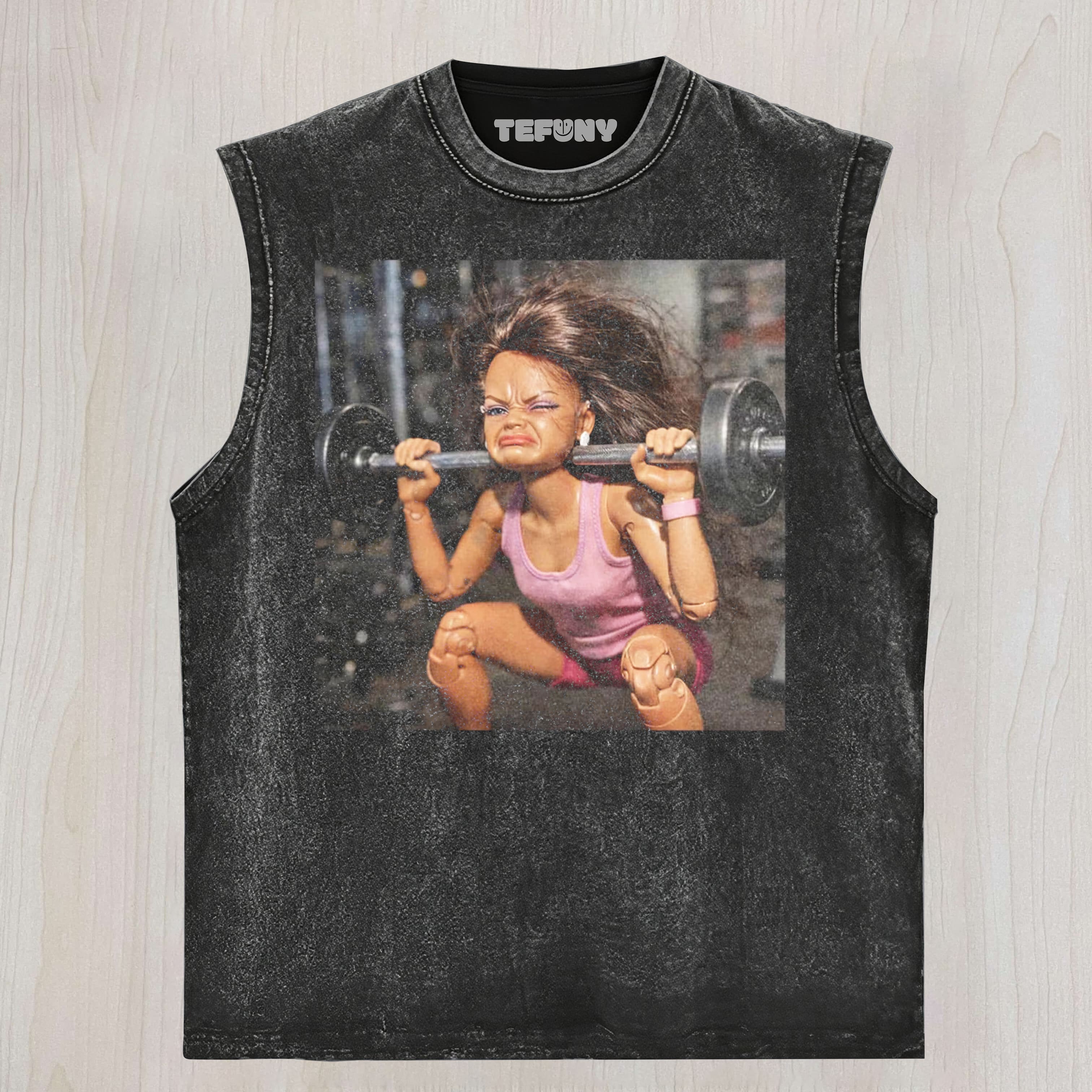 GYM DOLL GIRL FACE MEME UNISEX TEE, TANK TOP, LAYERED LS, SWEATSHIRT & HOODIE