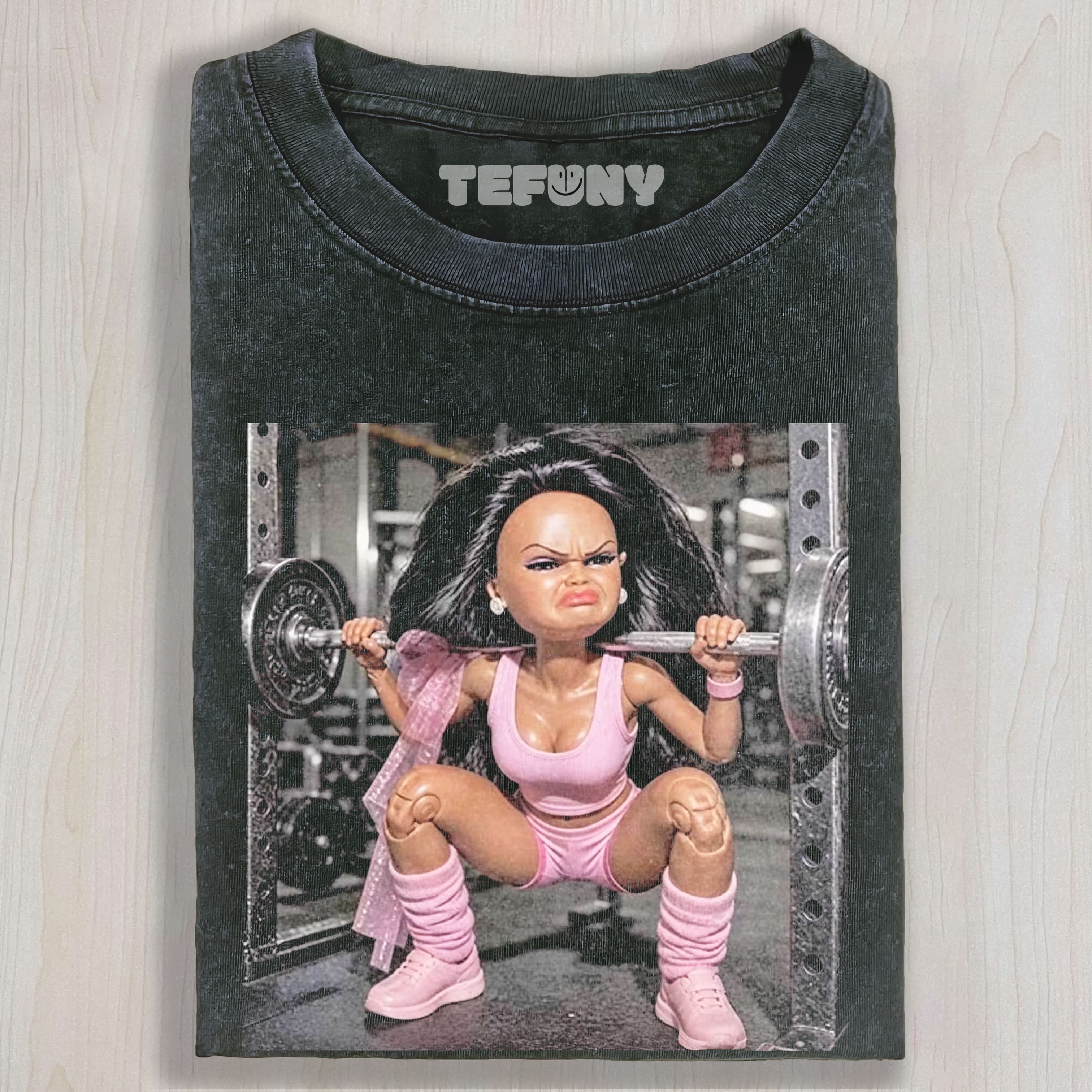 GYM DOLL GIRL FUNNY FACE MEME V11 UNISEX TEE, TANK TOP, LAYERED LS, SWEATSHIRT & HOODIE