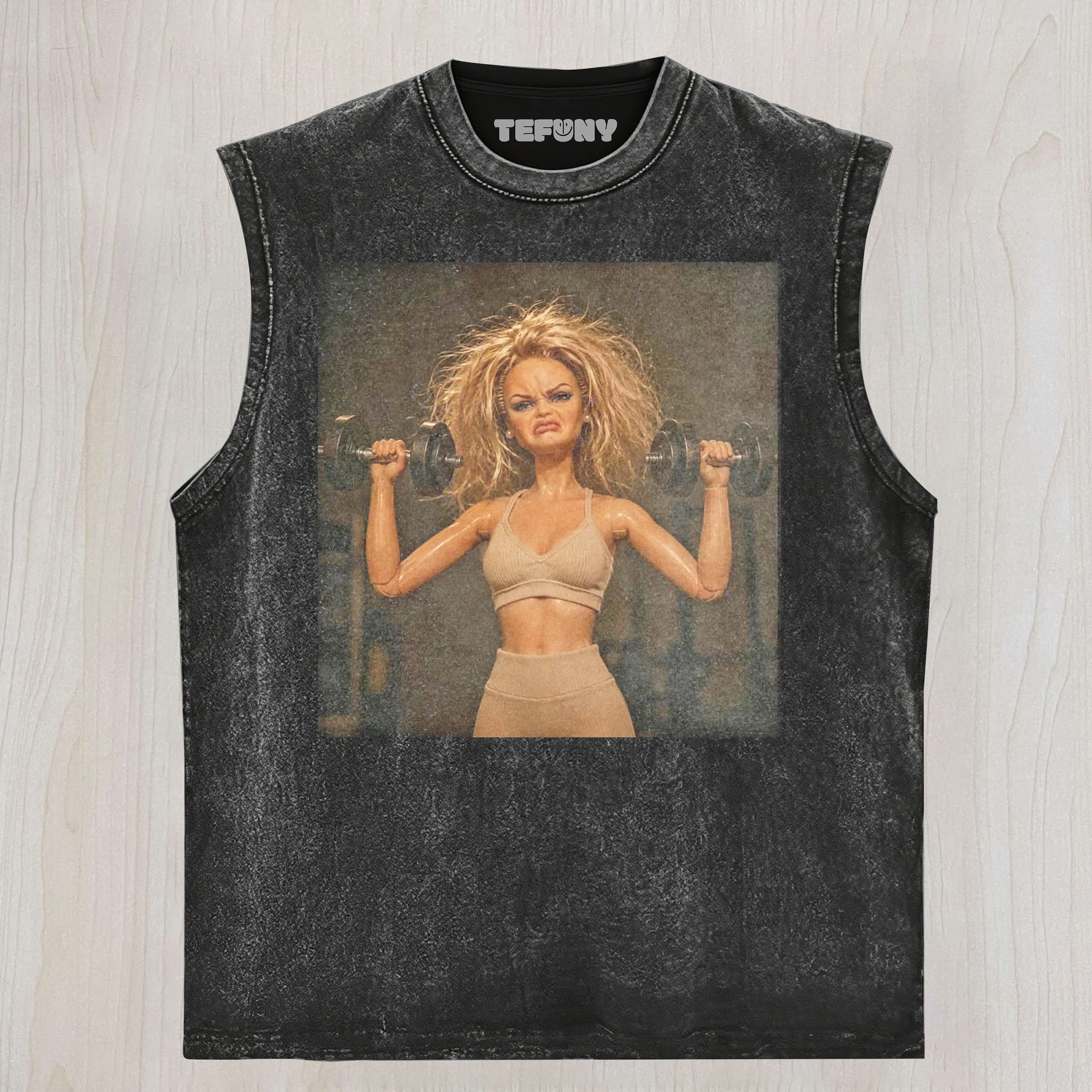 GYM DOLL GIRL FUNNY FACE MEME V2 UNISEX TEE, TANK TOP, LAYERED LS, SWEATSHIRT & HOODIE