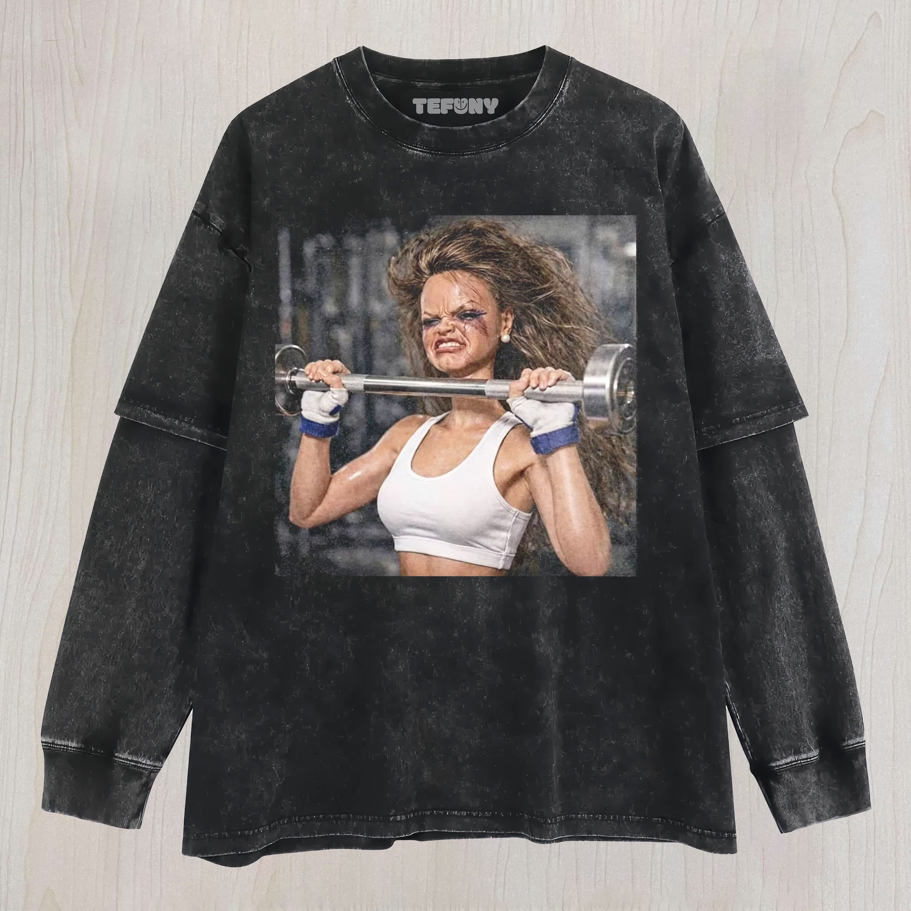 GYM DOLL GIRL FUNNY FACE MEME V3 UNISEX TEE, TANK TOP, LAYERED LS, SWEATSHIRT & HOODIE