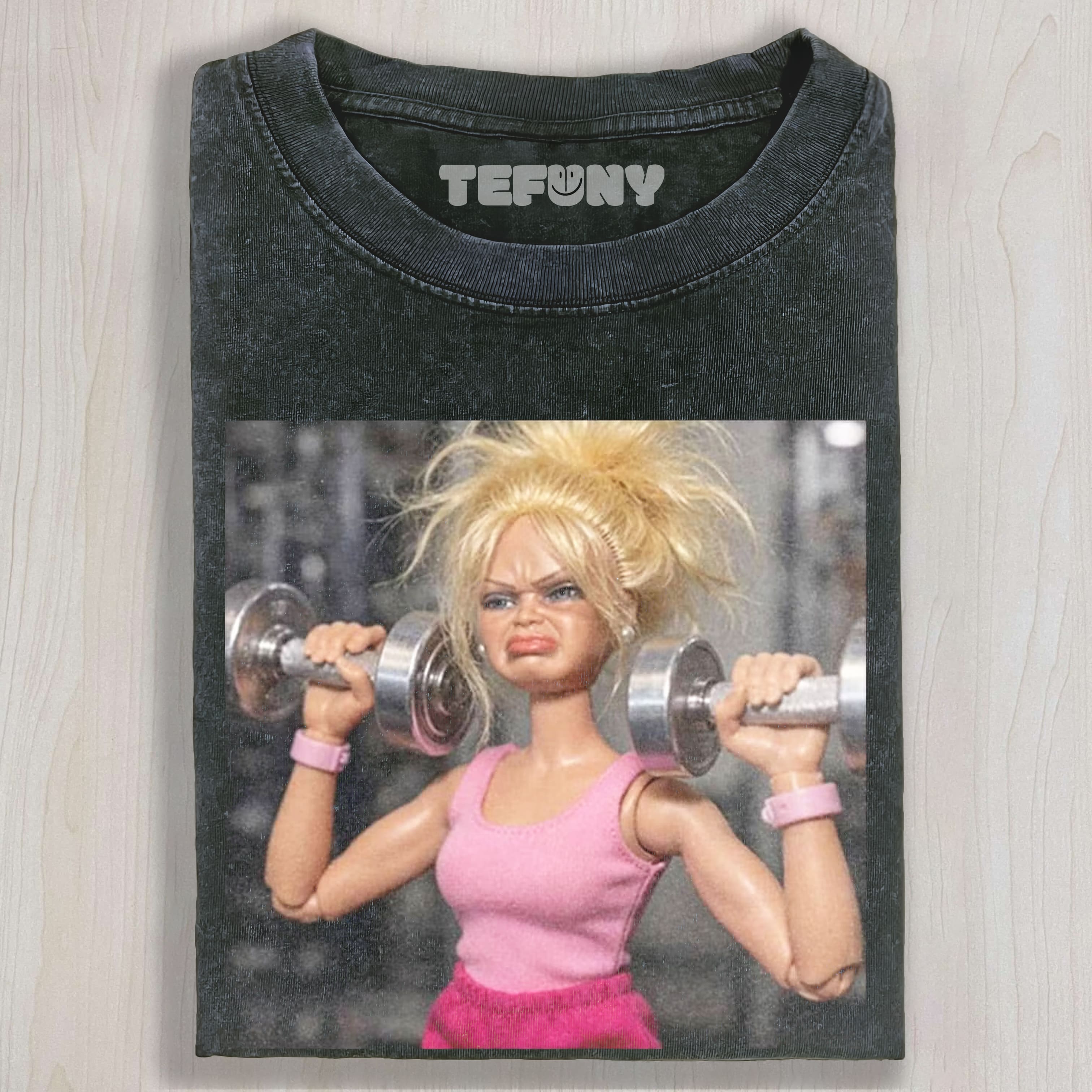 GYM DOLL GIRL FUNNY FACE MEME UNISEX TEE, TANK TOP, LAYERED LS, SWEATSHIRT & HOODIE