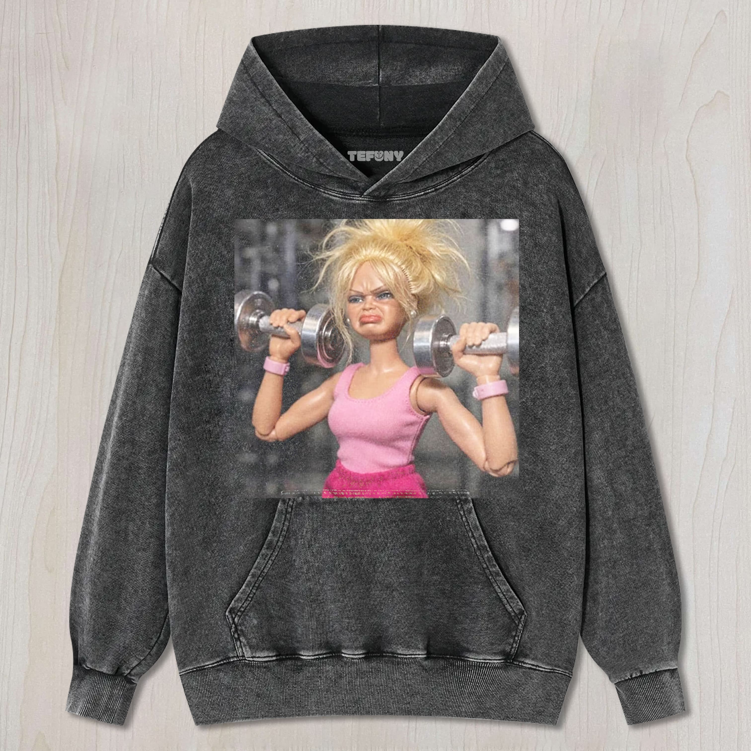 GYM DOLL GIRL FUNNY FACE MEME UNISEX TEE, TANK TOP, LAYERED LS, SWEATSHIRT & HOODIE