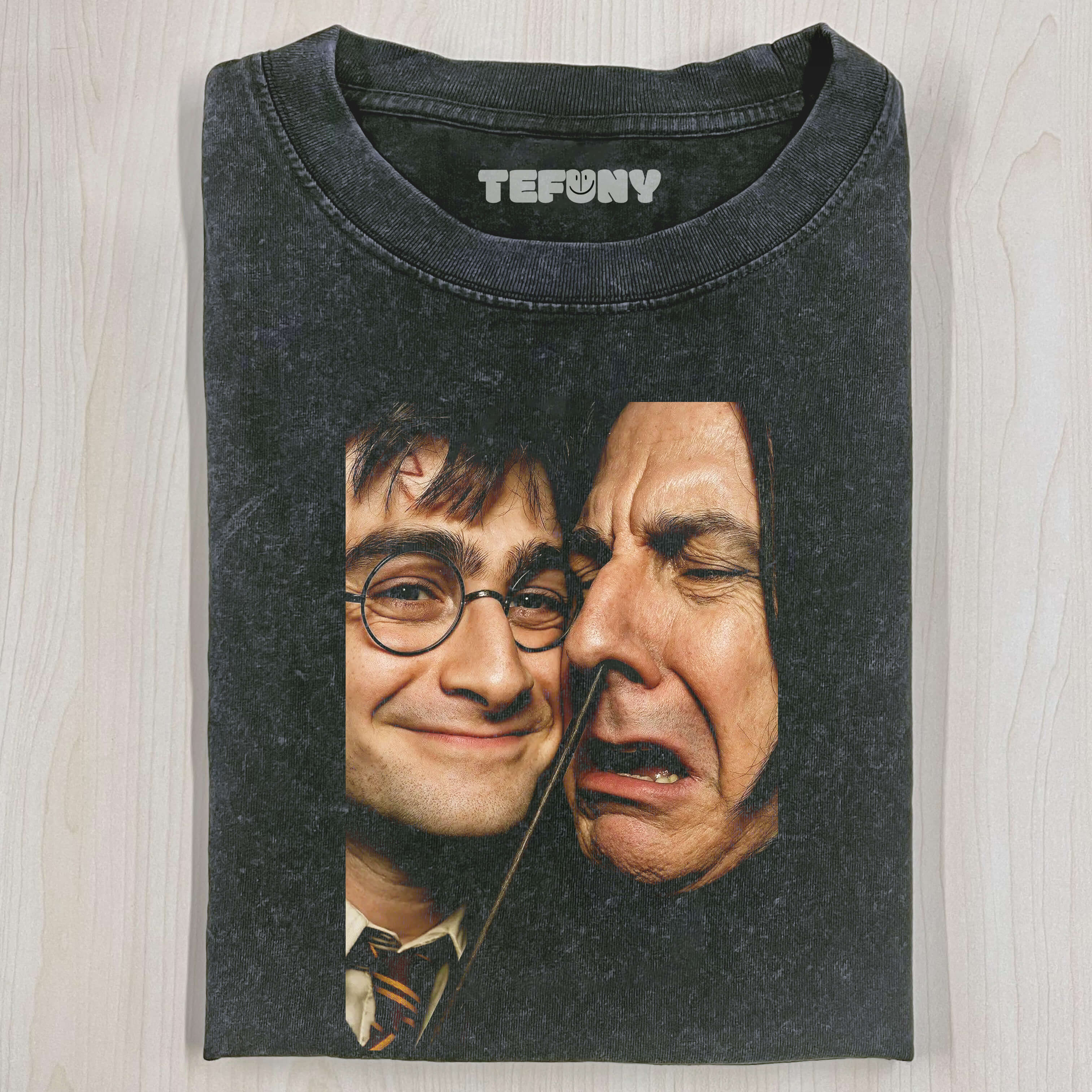 HARRY POTTER POKES PROFESSOR SEVERUS SNAPE IN THE NOSE T-SHIRT