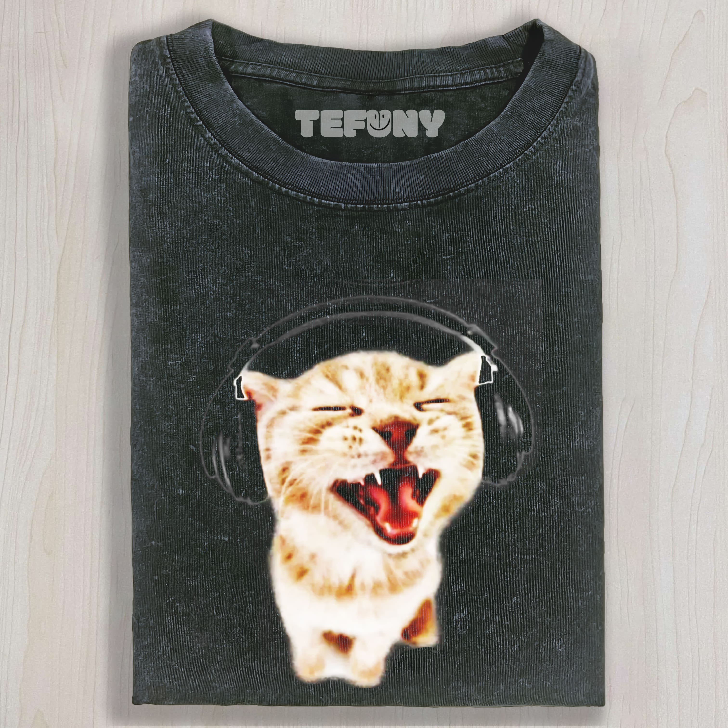 HEADBANGER KITTEN MUSIC CAT VINTAGE WASHED TEE & SWEAT & HOOD