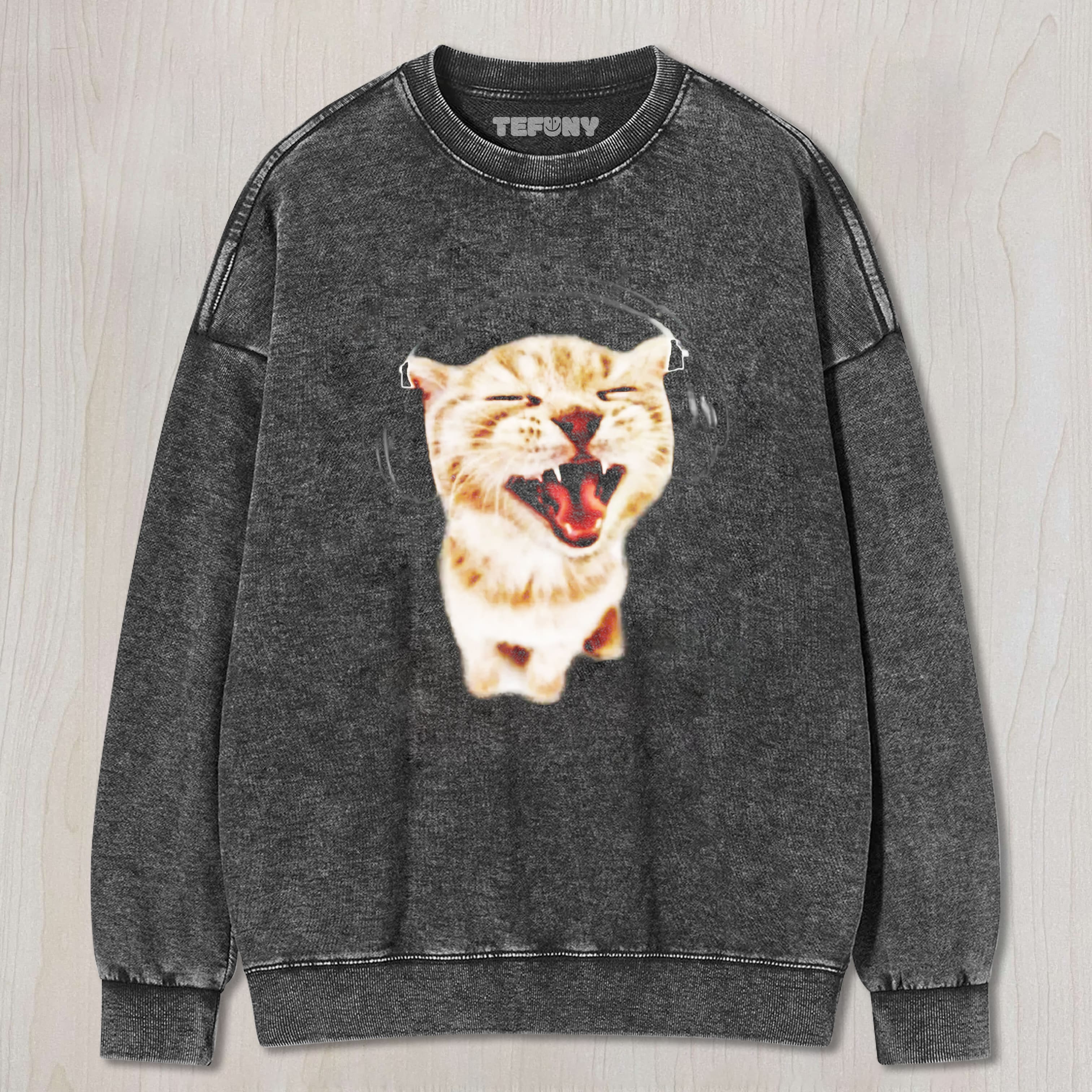 HEADBANGER KITTEN MUSIC CAT VINTAGE WASHED TEE & SWEAT & HOOD