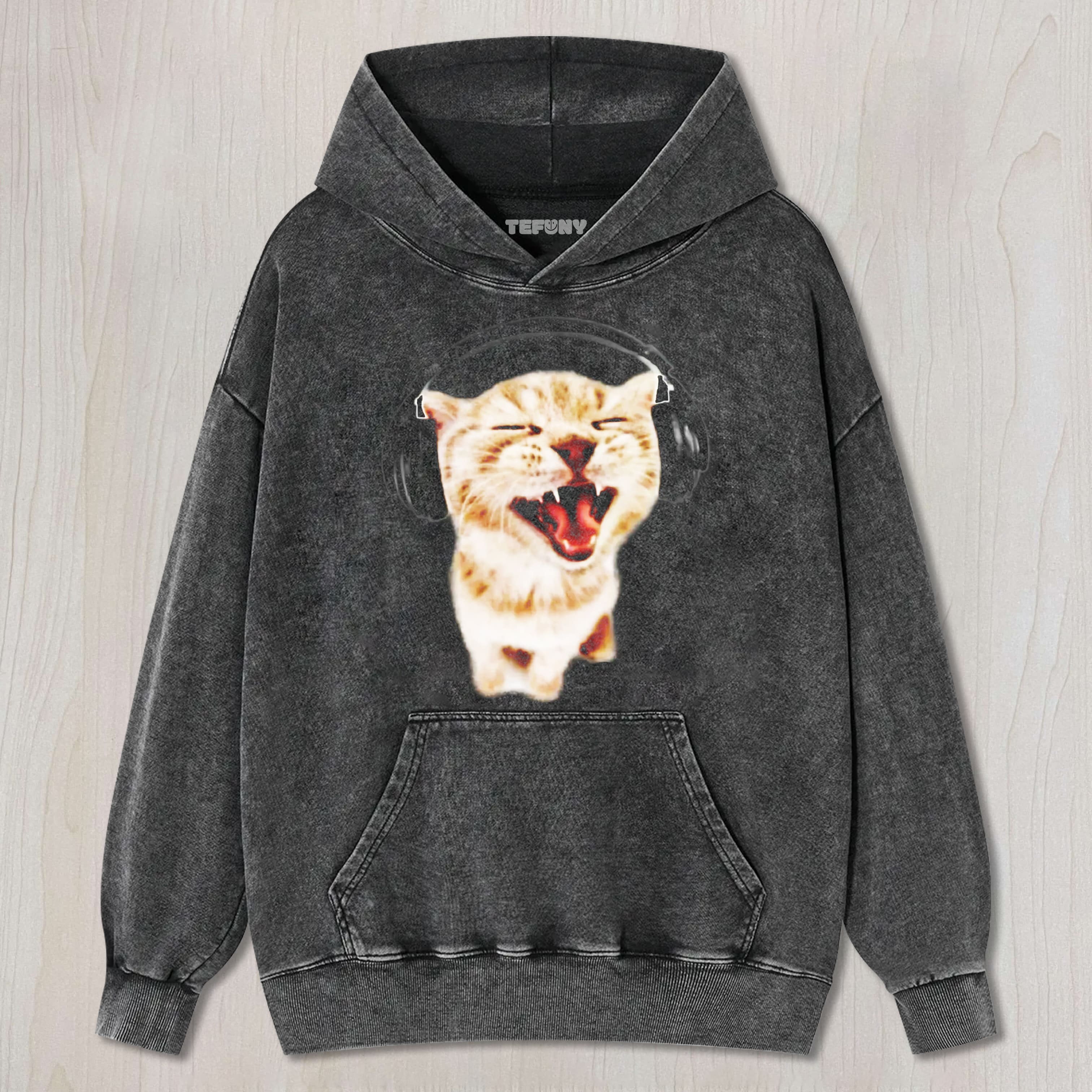 HEADBANGER KITTEN MUSIC CAT VINTAGE WASHED TEE & SWEAT & HOOD