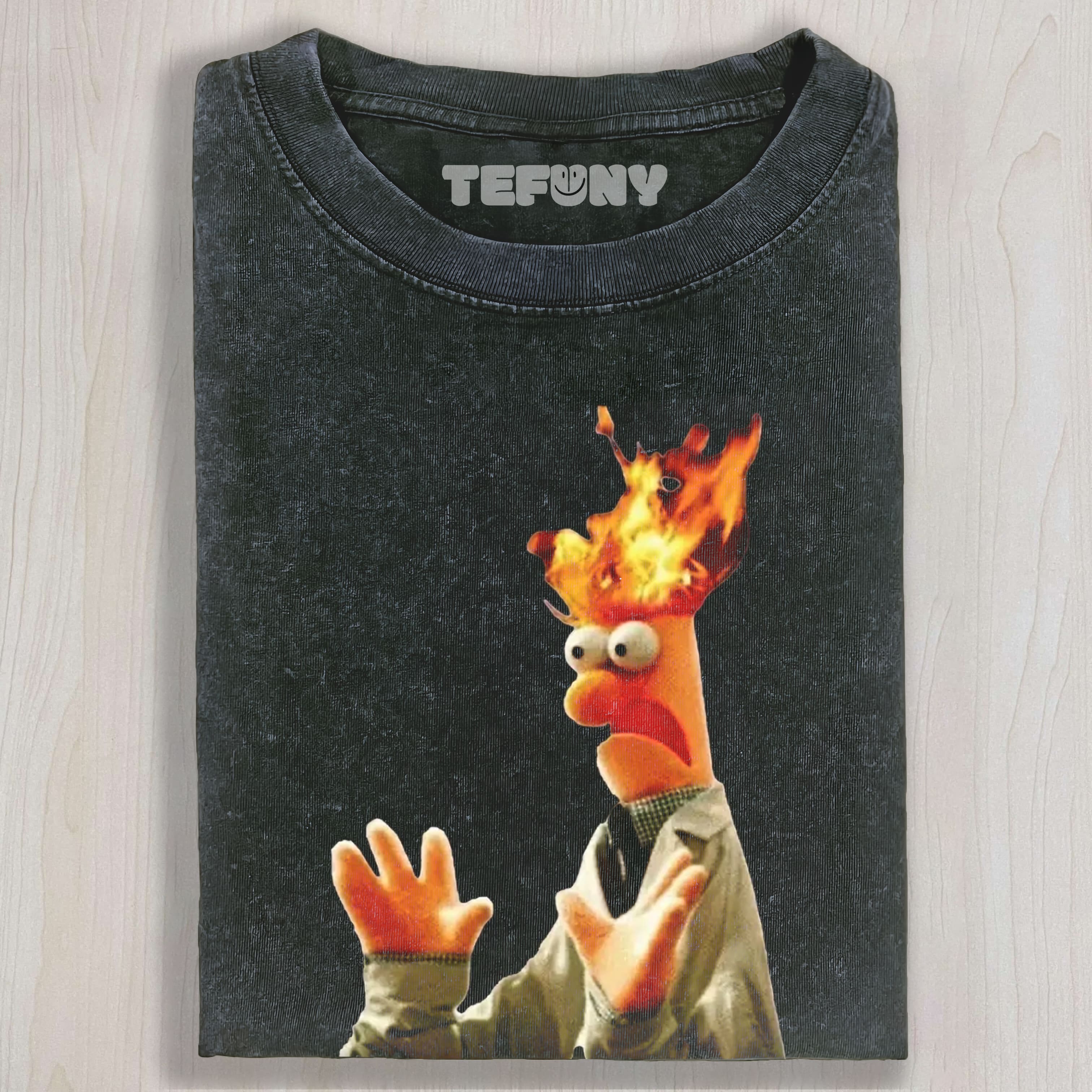 HEAD ON FIRE BEAKER MEME VINTAGE WASHED TEE & SWEAT & HOOD