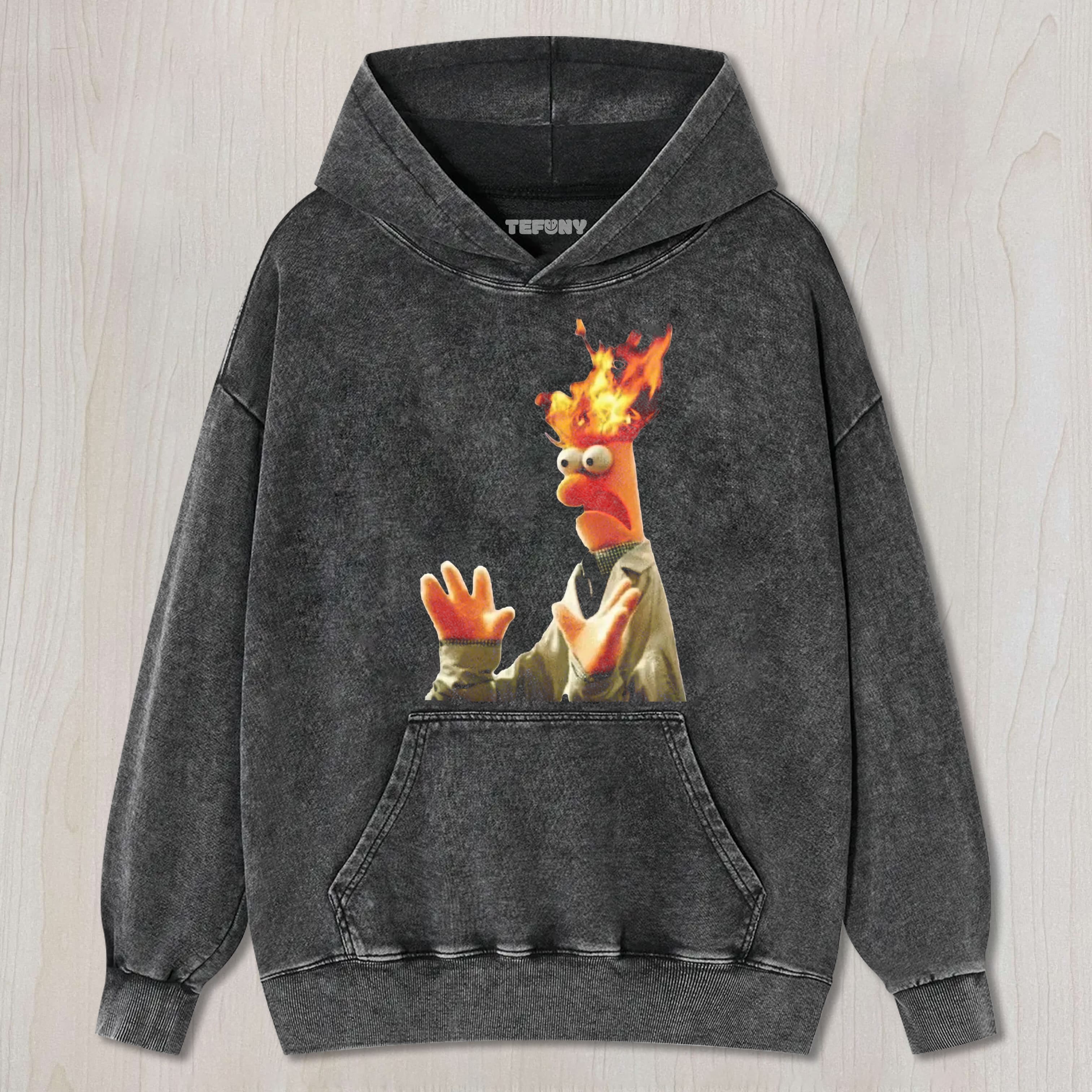 HEAD ON FIRE BEAKER MEME VINTAGE WASHED TEE & SWEAT & HOOD